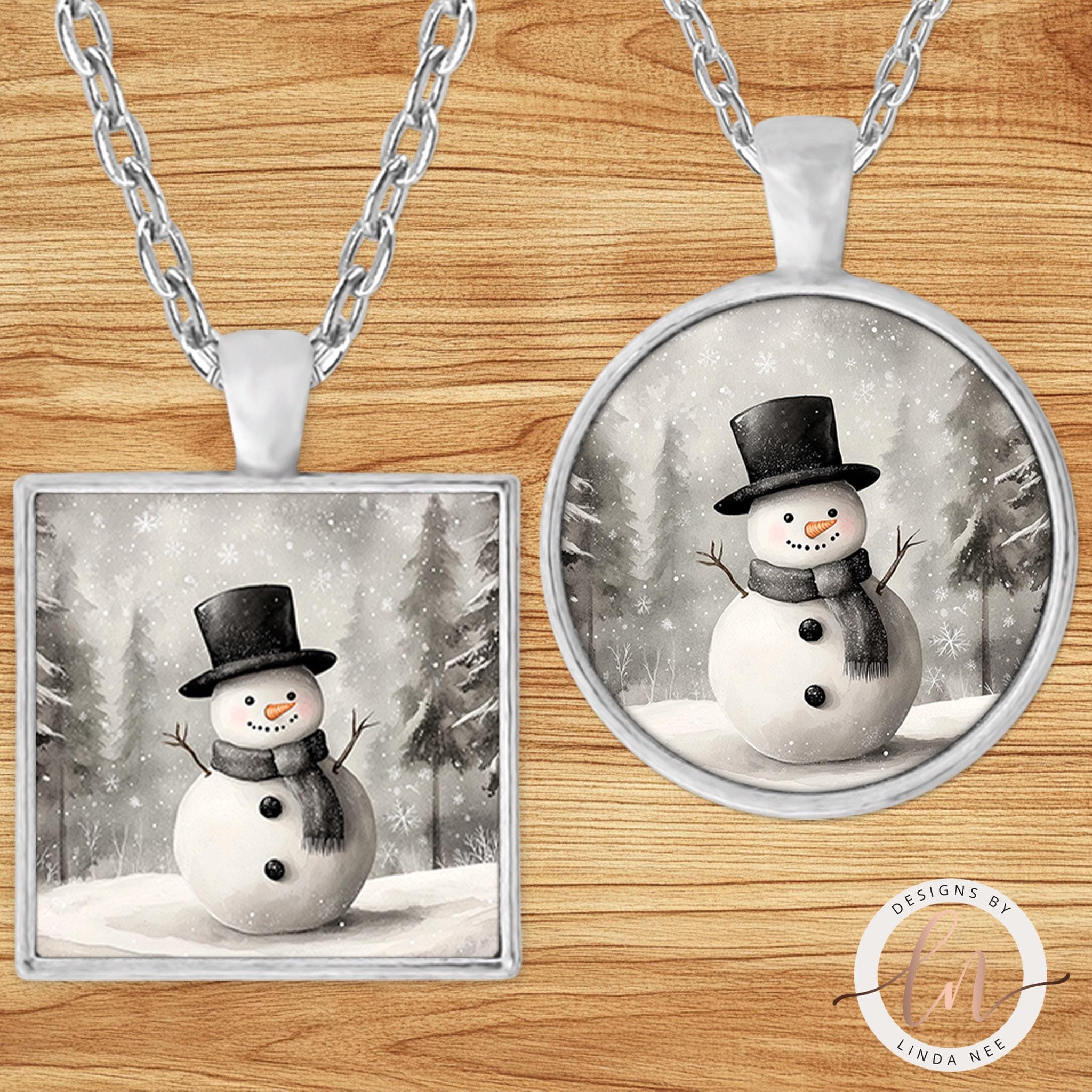 Snowman Pendant Necklace - Christmas Jewelry Gift