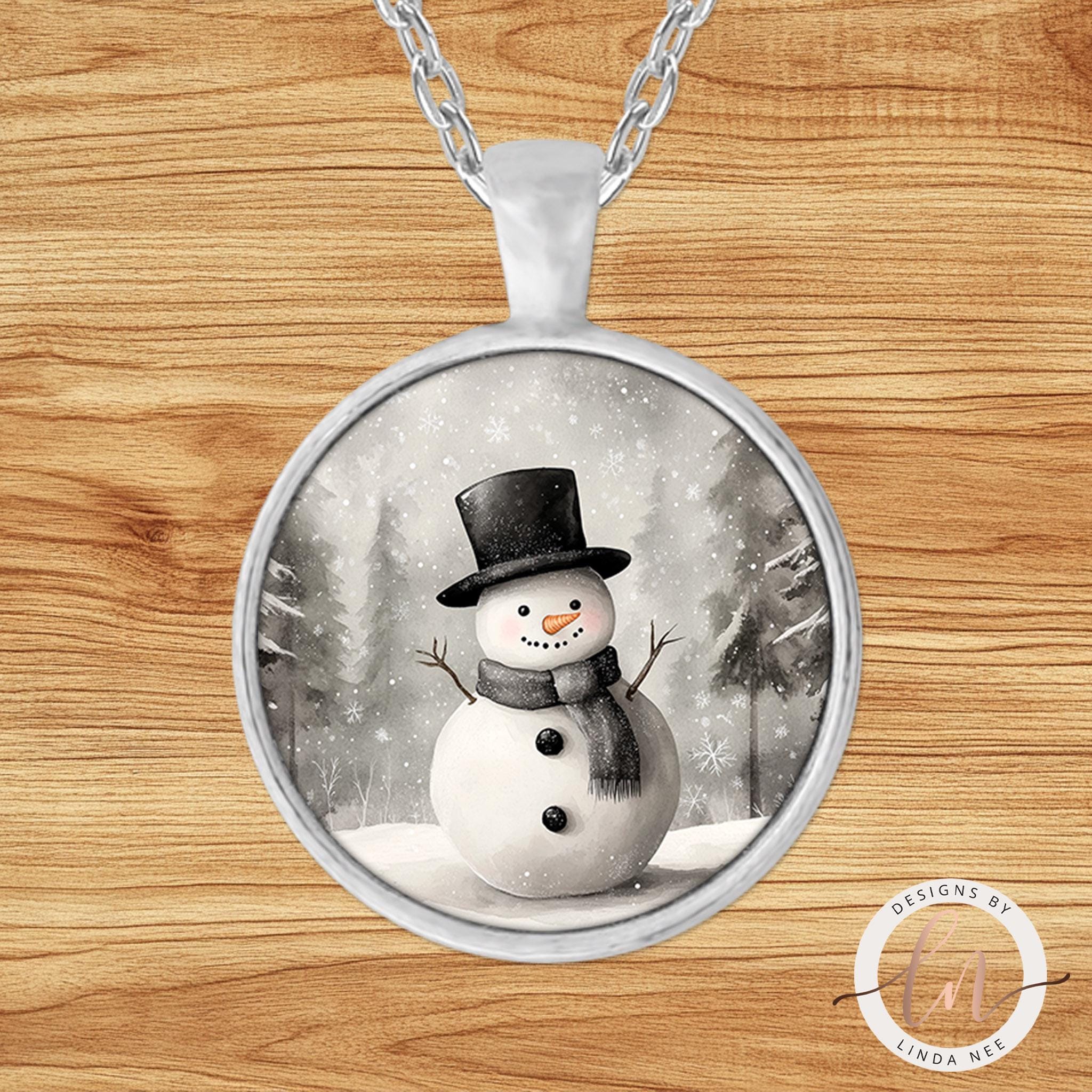 Snowman Pendant Necklace - Christmas Jewelry Gift