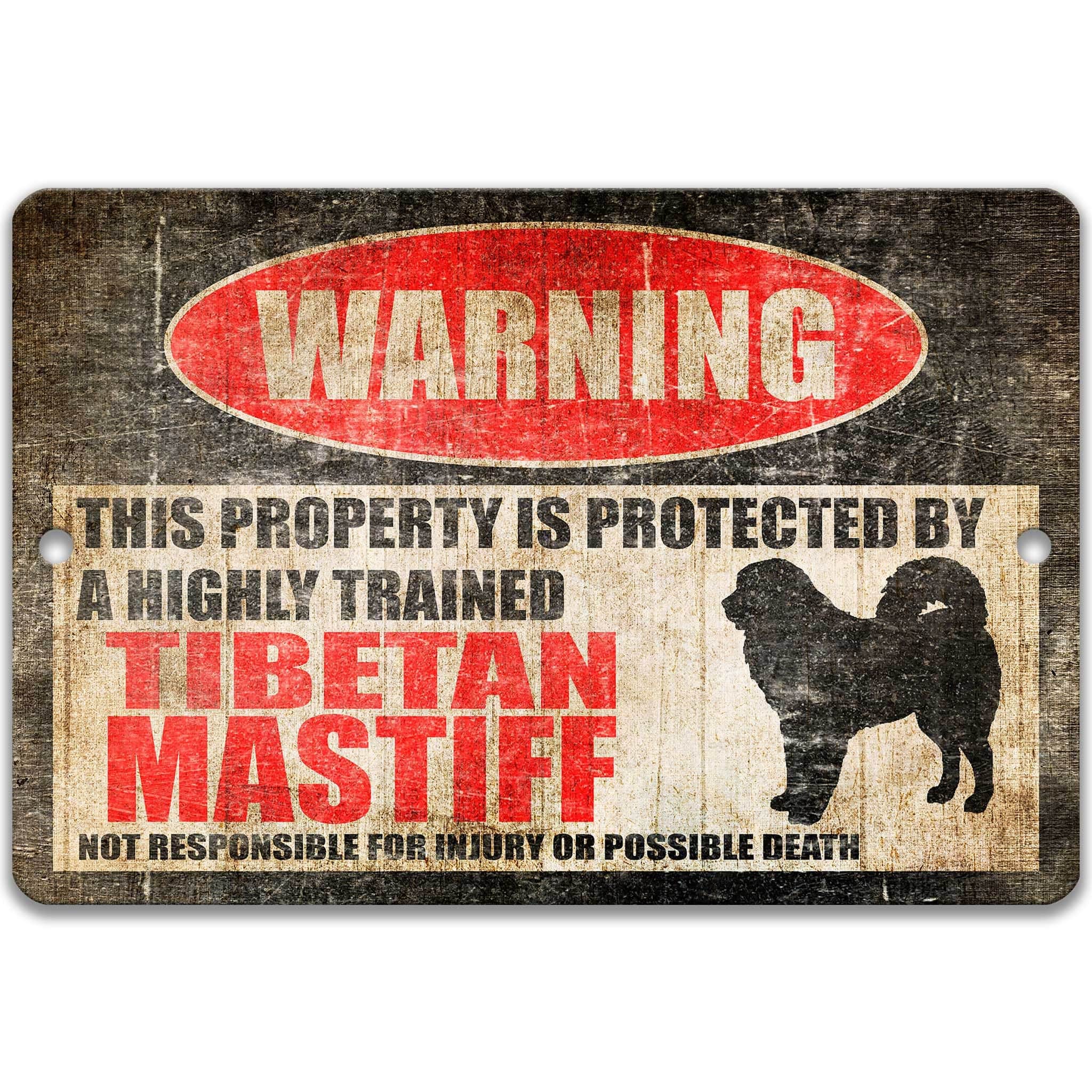 Tibetan Mastiff Dog Warning Sign - Property Protected by a Highly Trained DogRectangle