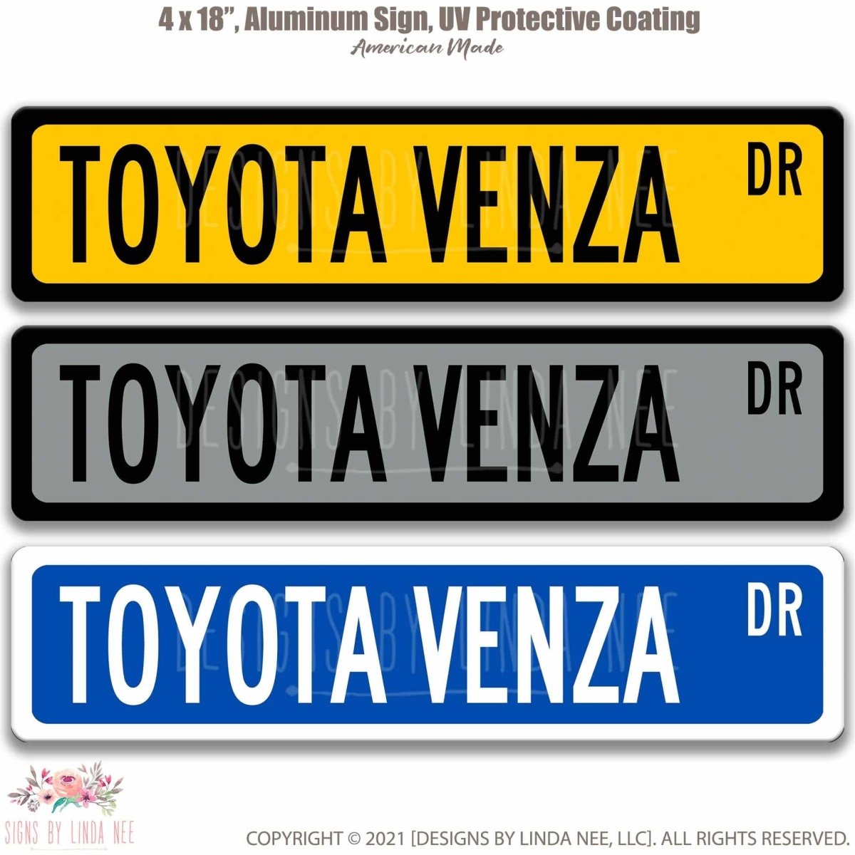 Toyota Venza Street Sign - Garage & Auto Decor AccessoriesDesigns by Linda Nee