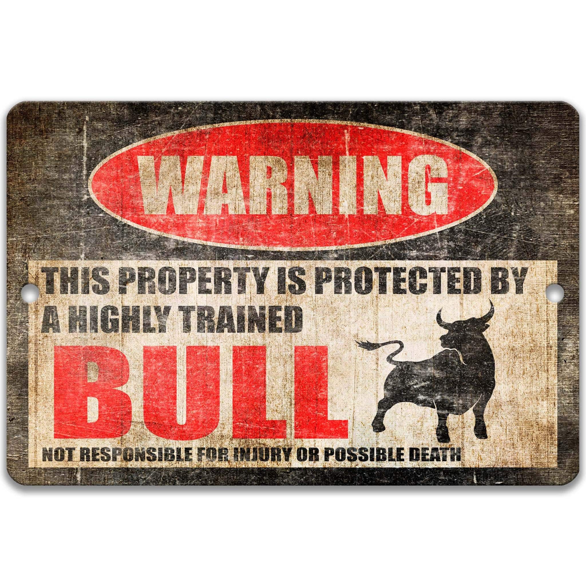 Vintage Bull Warning Sign - Decor for Livestock Enthusiasts - Sign for your Farm - Available in Multiple Sizes