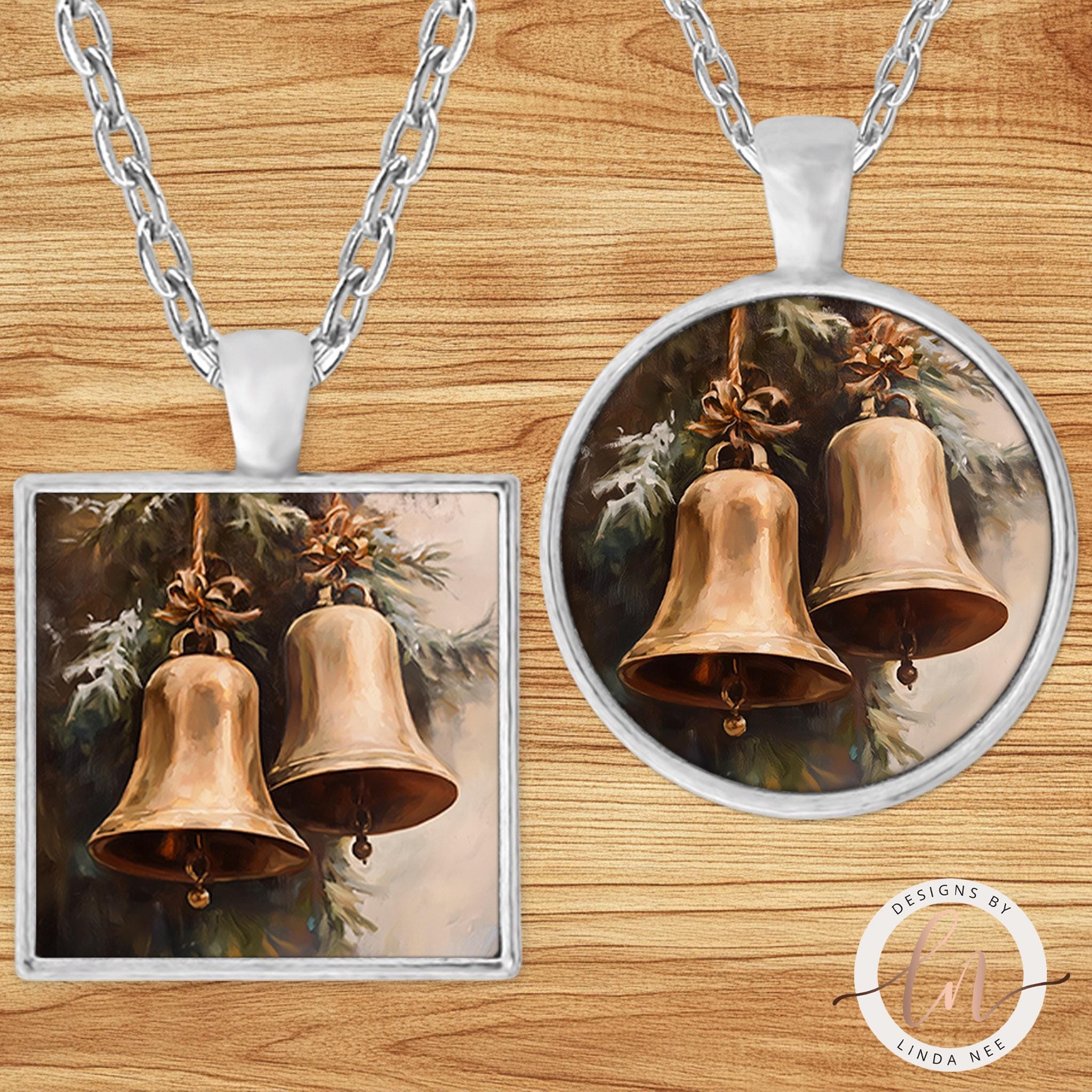 Vintage Christmas Bells Necklace - Holiday Music Pendantgifts
