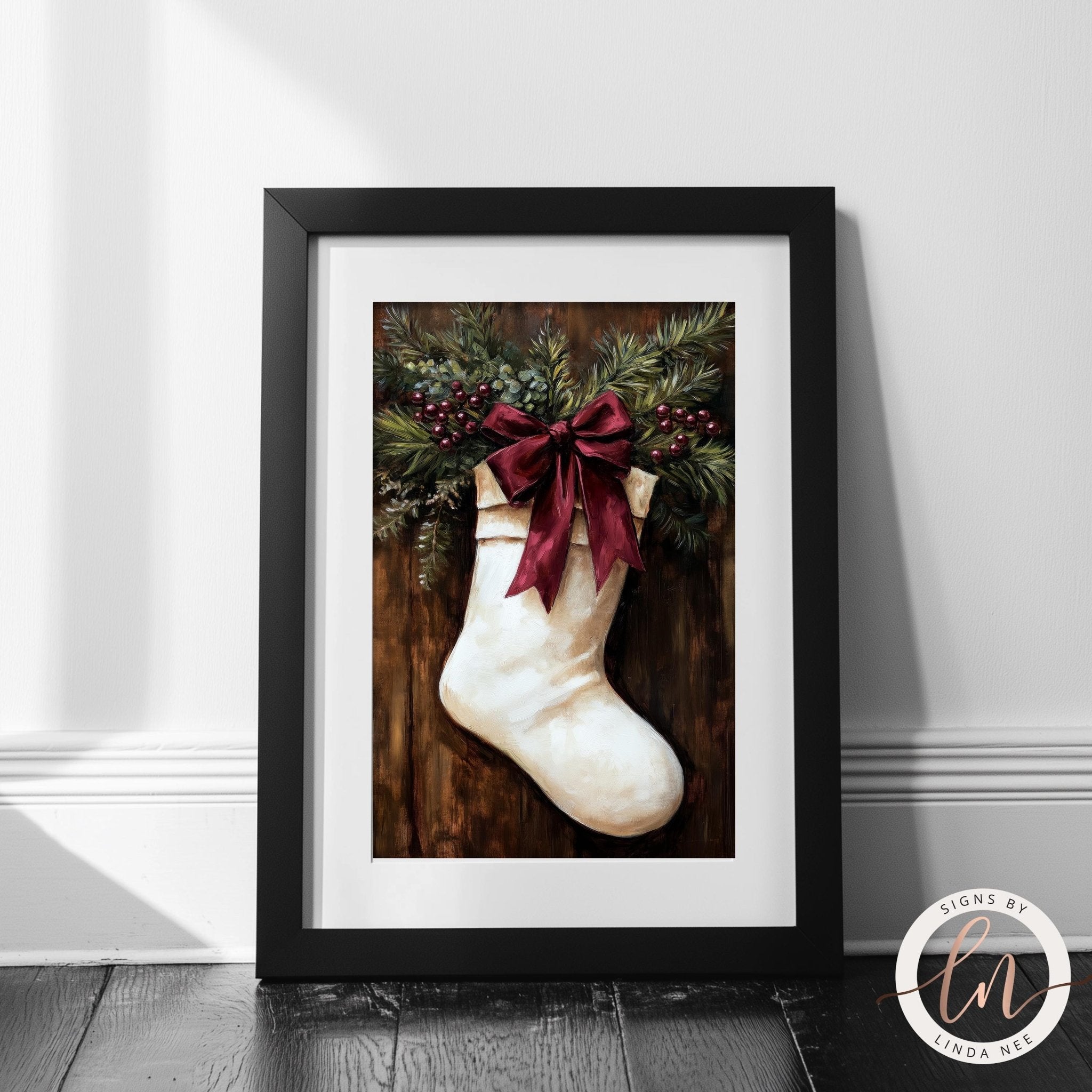 Vintage Christmas Stocking Wall Art - Metal & Fine Art