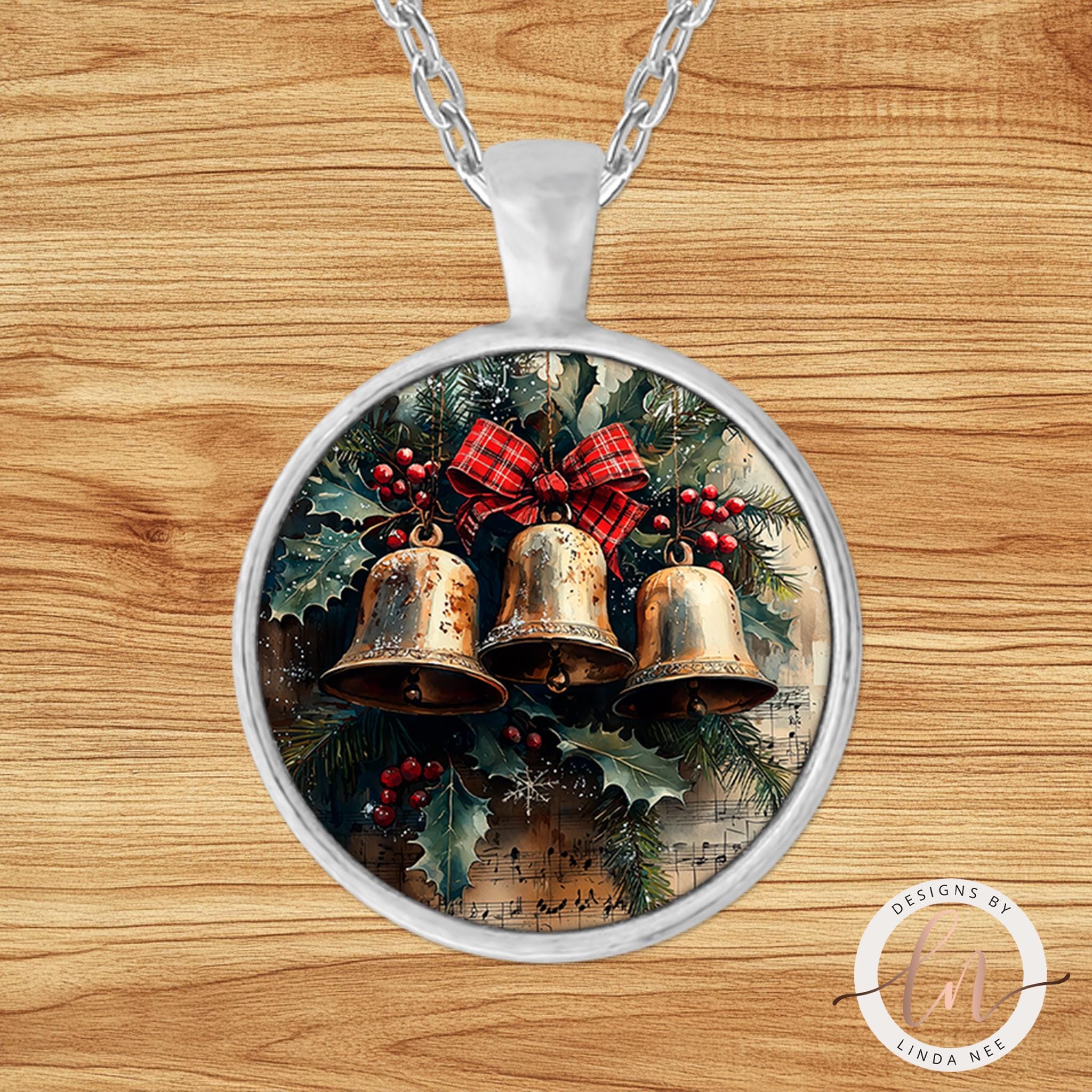 Vintage Jingle Bells Pendant - Antique Sheet Music Necklace