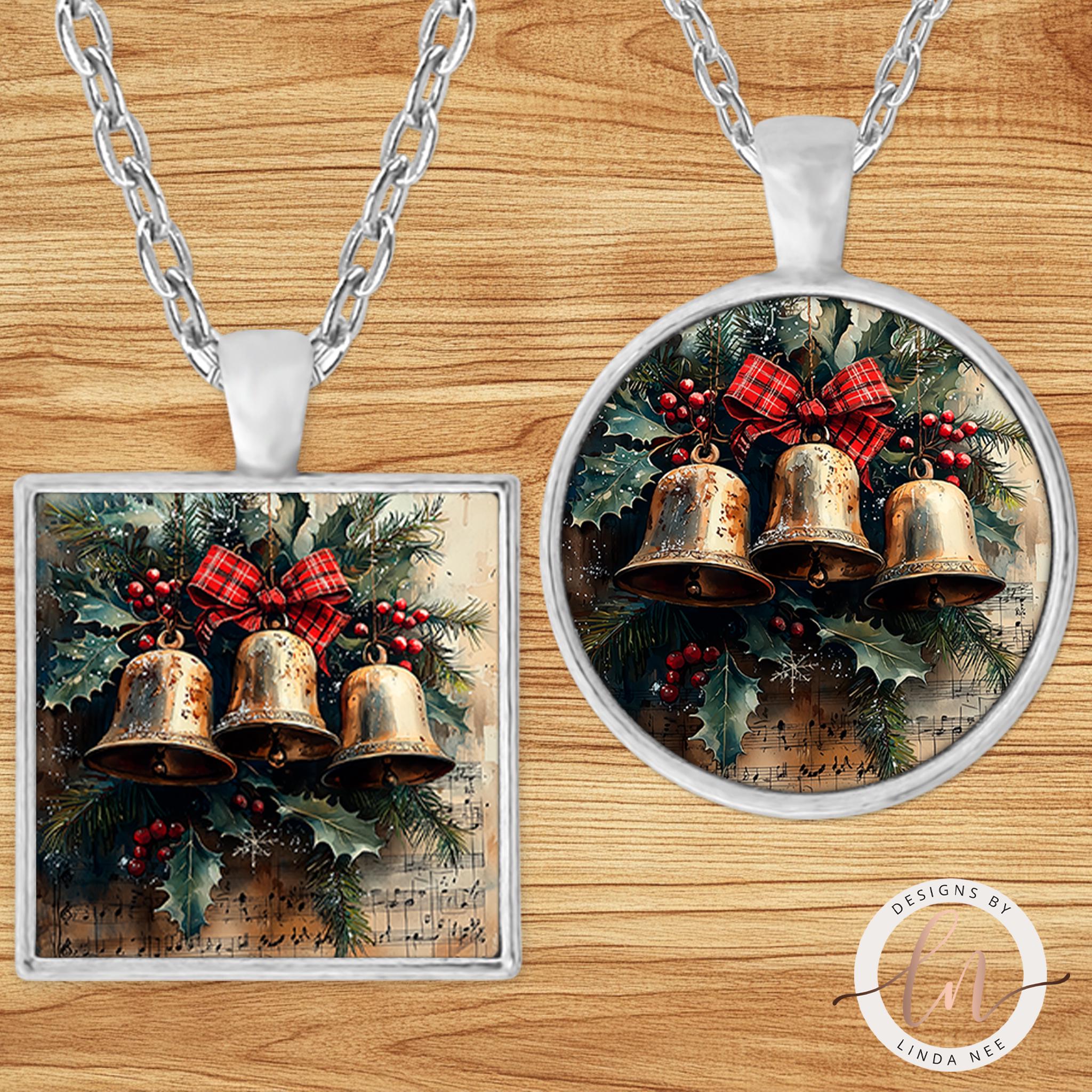 Vintage Jingle Bells Pendant - Antique Sheet Music Necklace