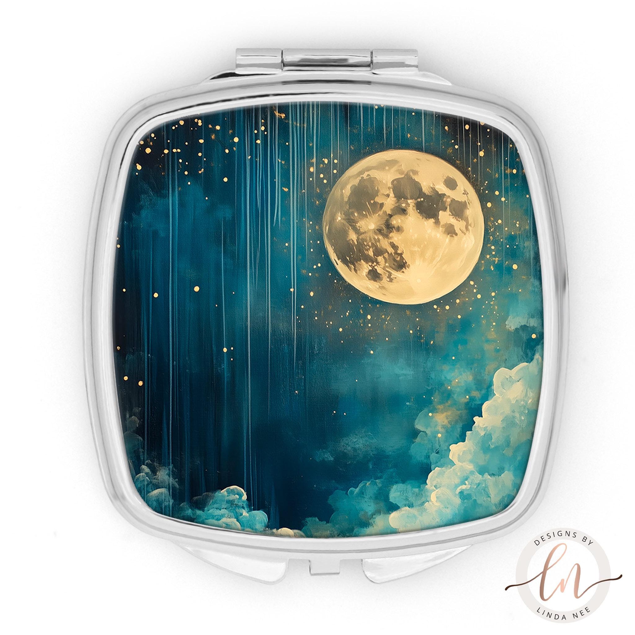 Vintage Moon & Stars Compact Mirror - Witchy Dark Academia