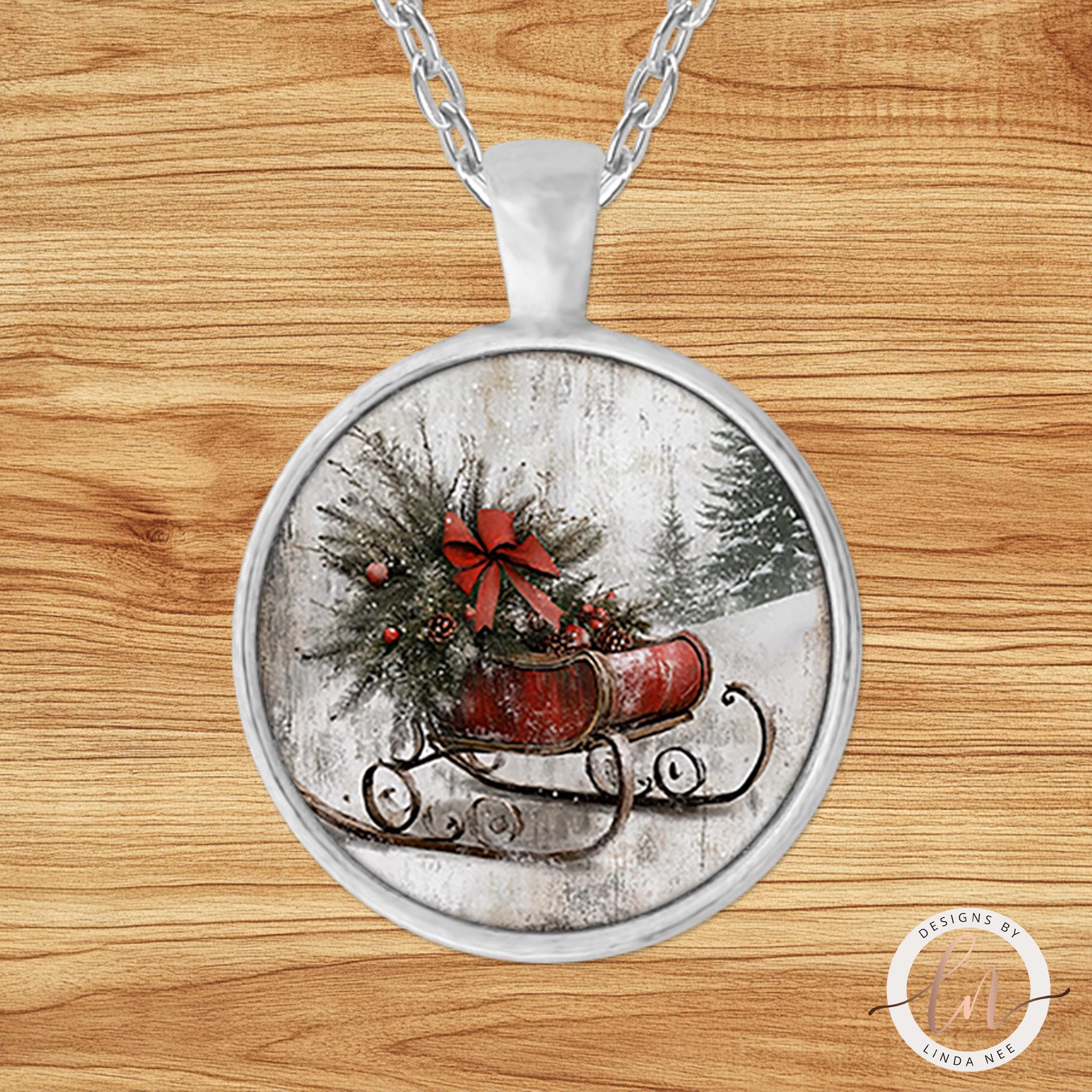 Vintage Sled Necklace - Rustic Christmas Jewelry for Hergifts