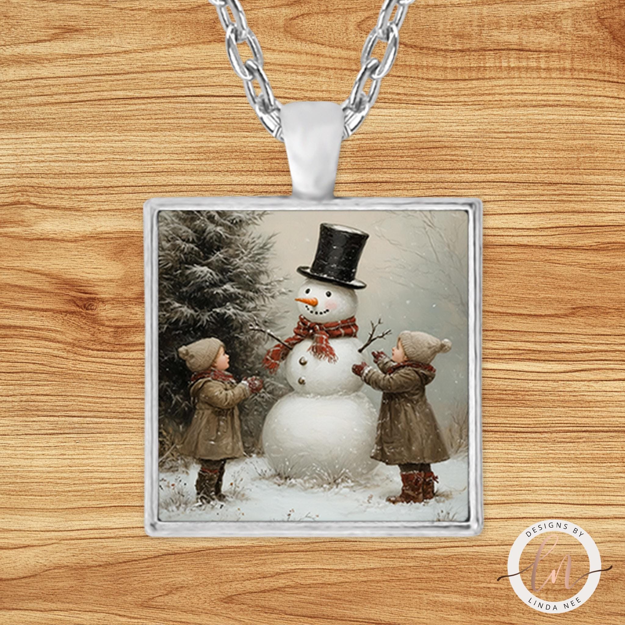 Vintage Snowman Necklace - Rustic Christmas Giftgifts