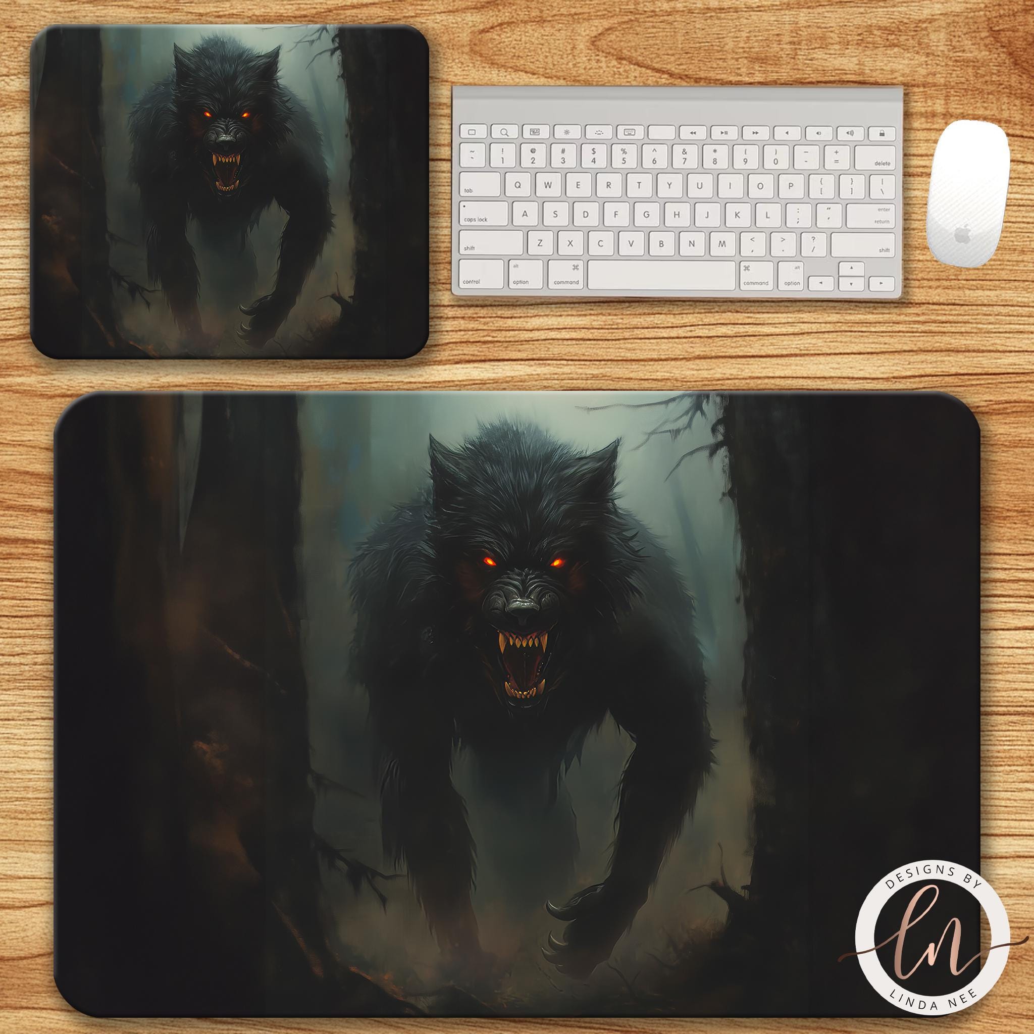 Werewolf Mousepad - Dark Gothic Fantasy Victorian Desk MatDesigns by Linda Nee