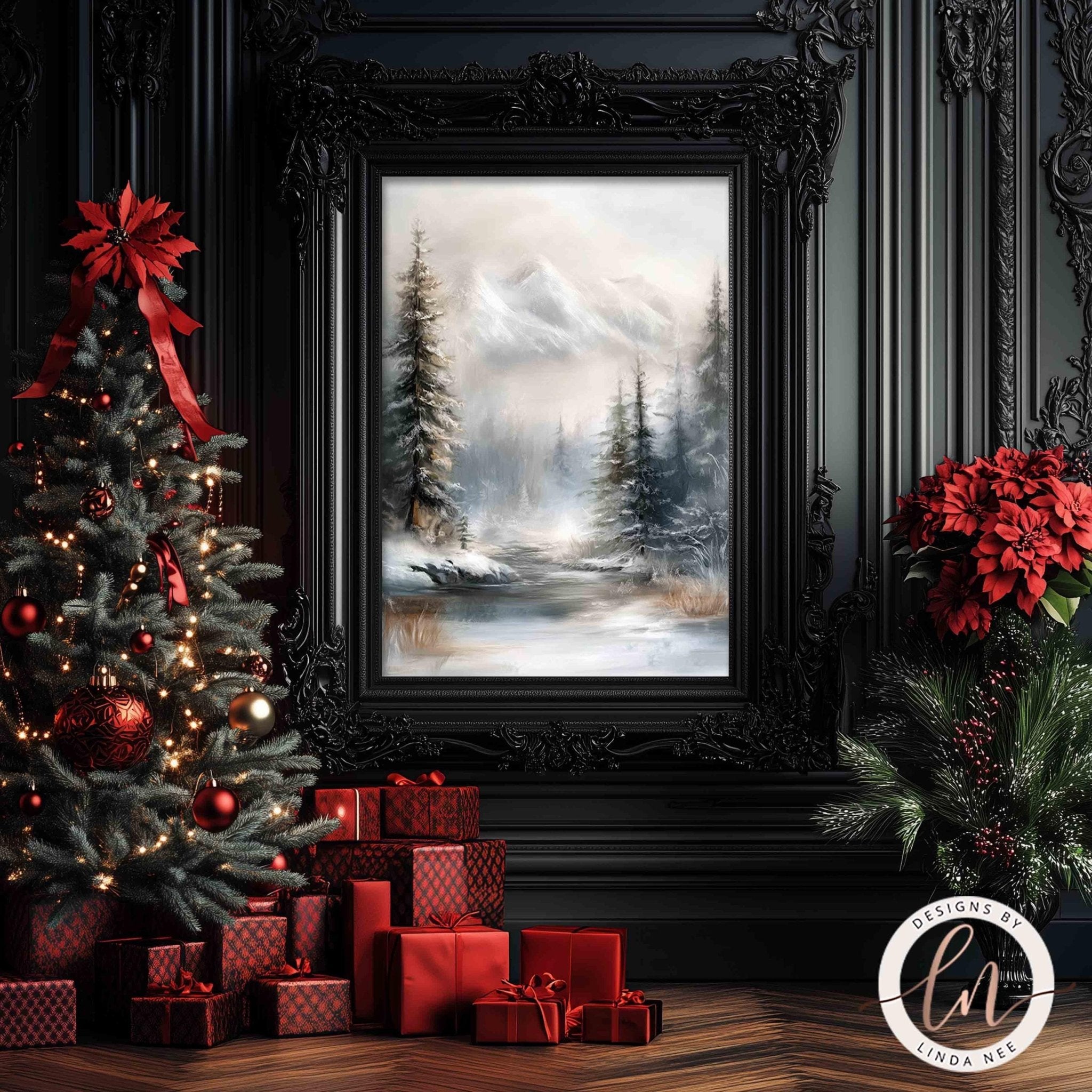 Winter Mountain Landscape Art - Metal & Fine Art Holiday Decor