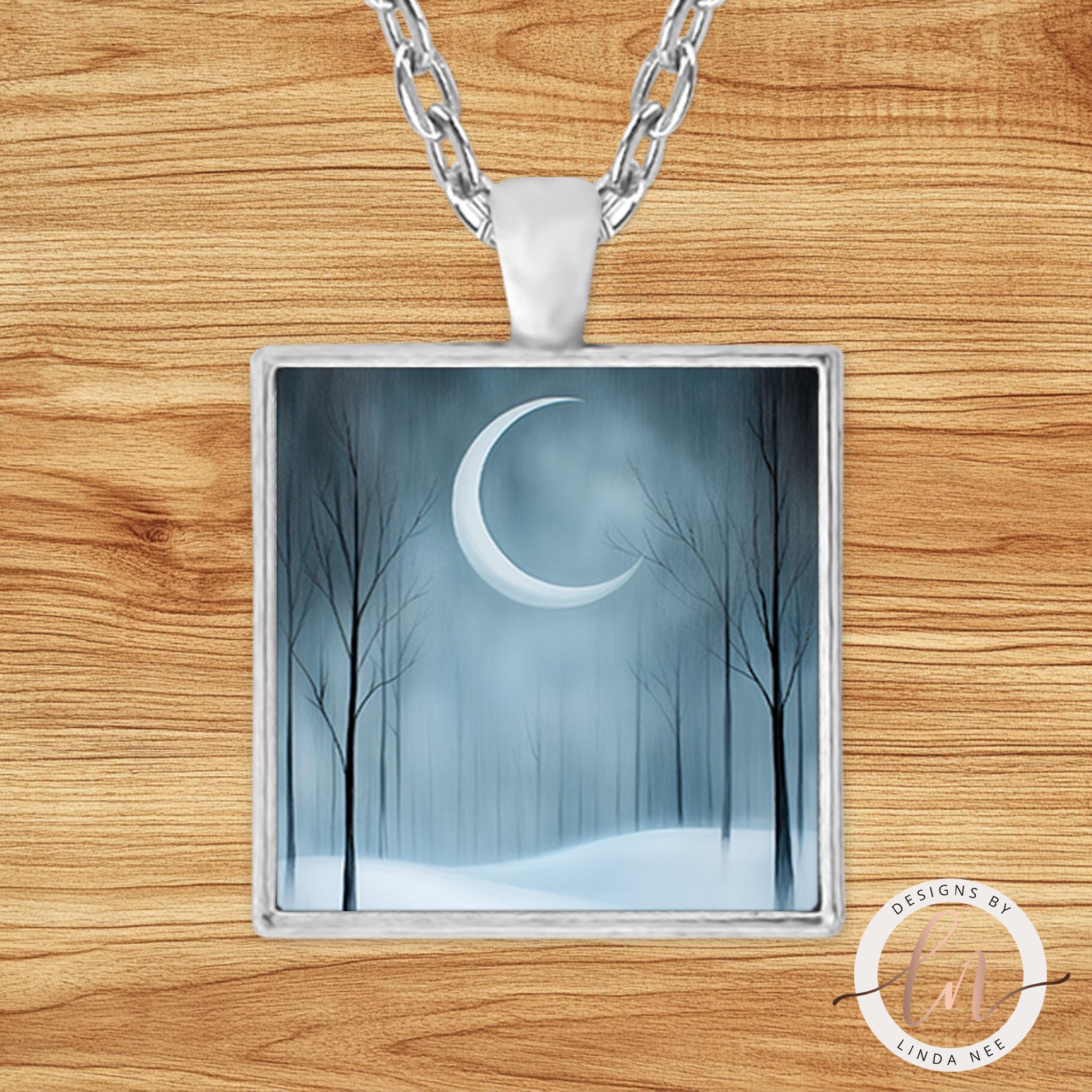 Winter Solstice Moon Necklace - Peaceful Snow Moon Pendantgifts