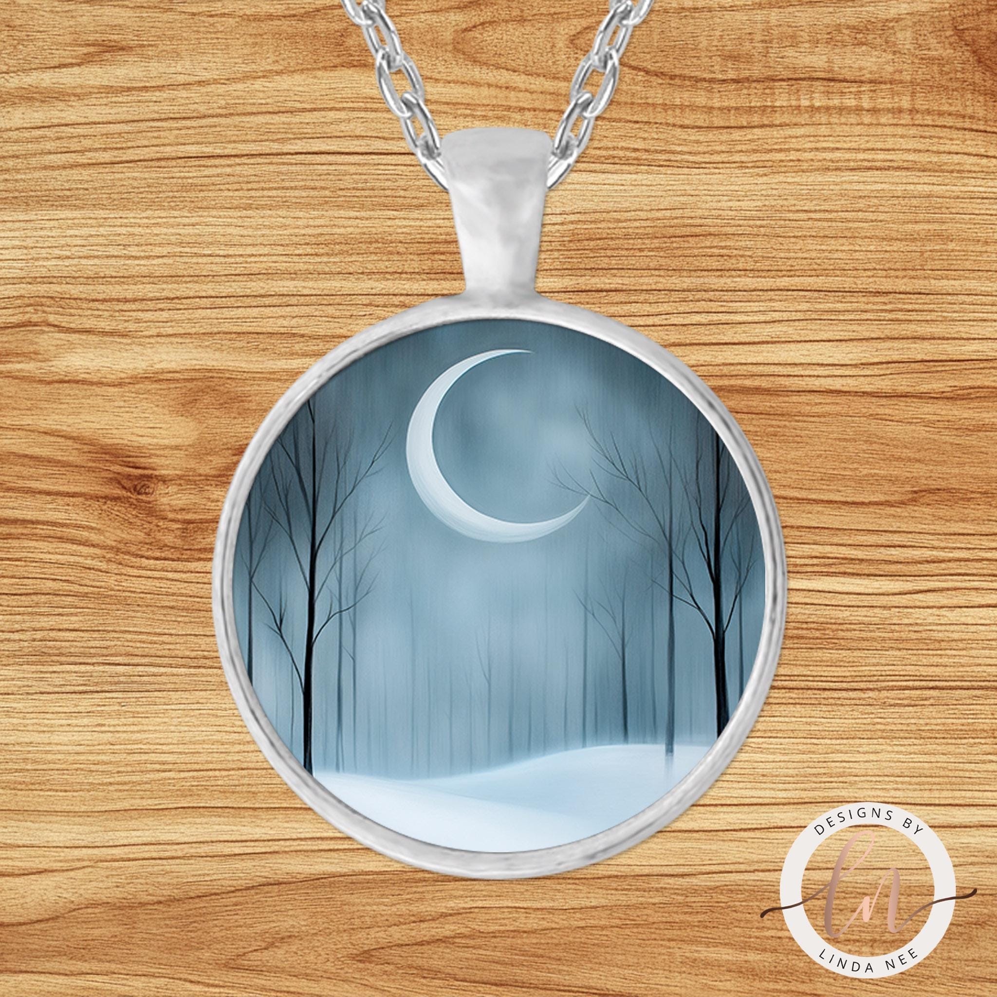 Winter Solstice Moon Necklace - Peaceful Snow Moon Pendantgifts