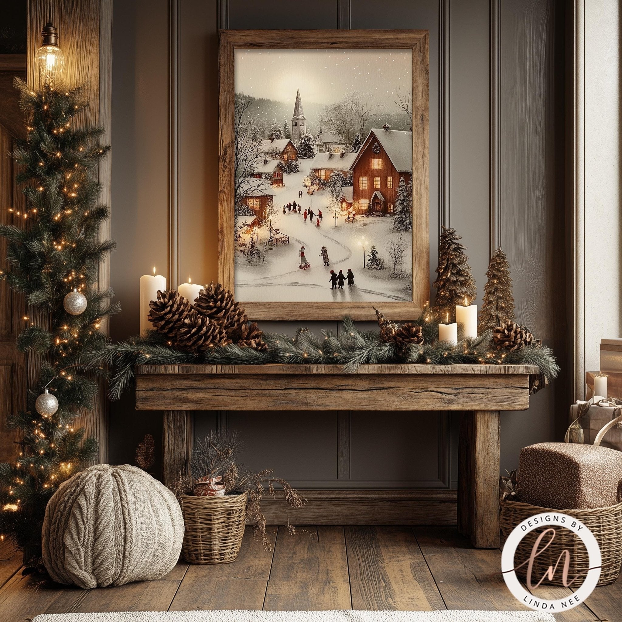 Winter Vintage Town Wall Art - Metal & Fine Art for Holiday Decor