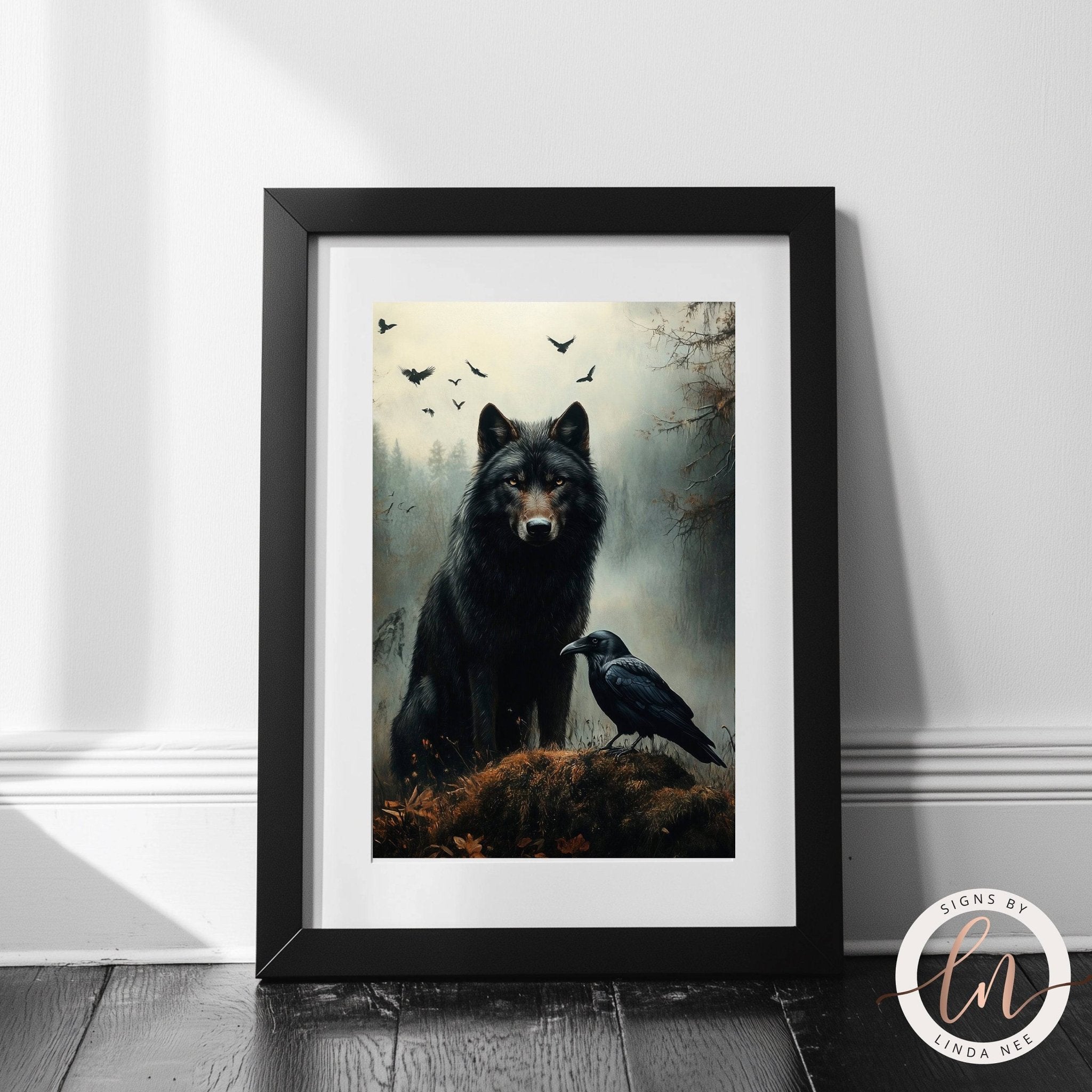Wolf and Raven Wall Art - Metal or Fine Art Paper