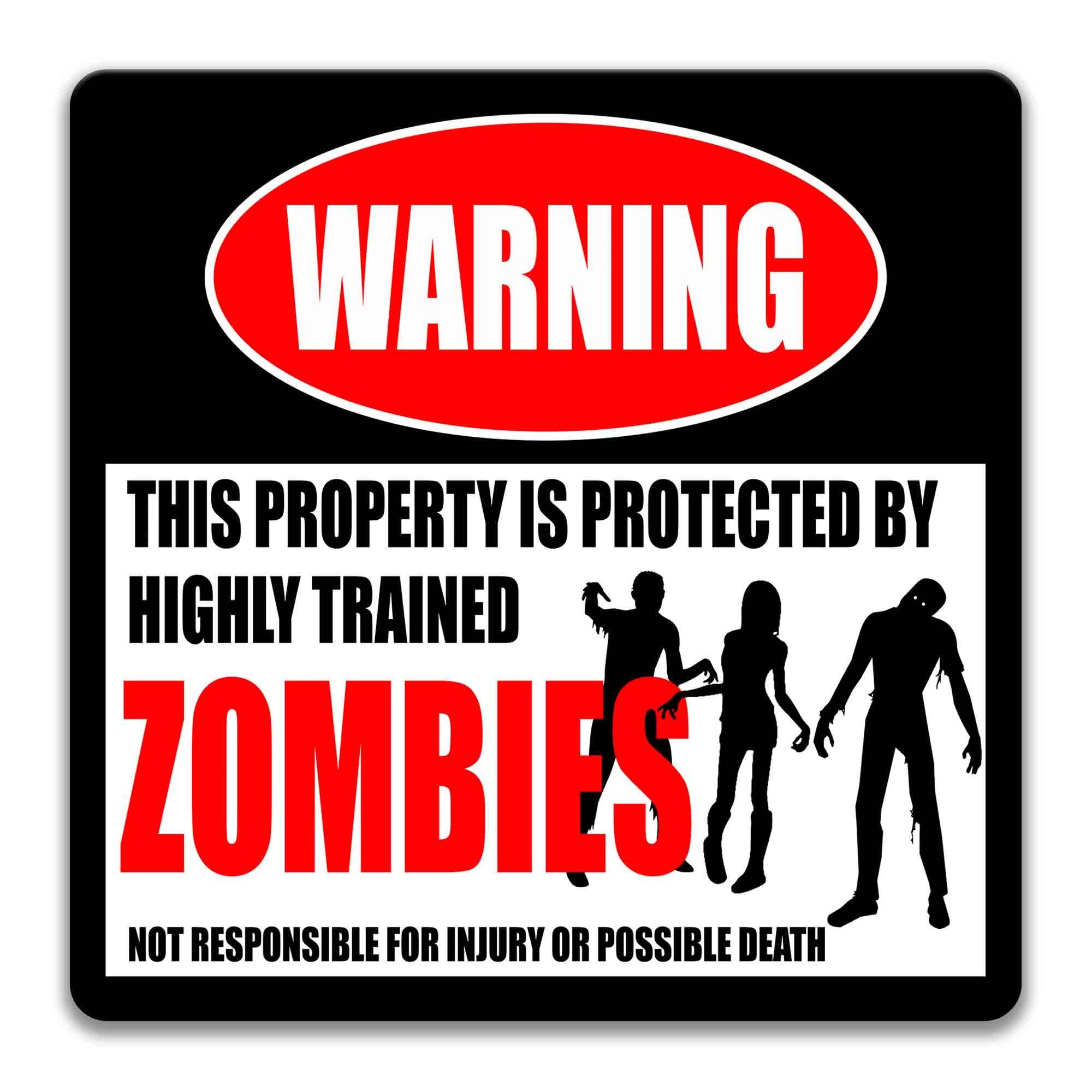 Zombies Warning Sign - Funny Cryptid Decor for Indoors and Outdoors - Perfect for Cryptozoology Enthusiasts