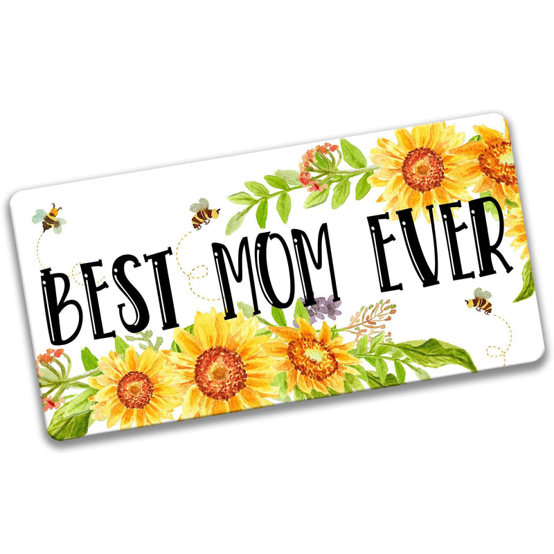 Best Mom Ever Bees with Sunflower Wreath 12x6 Sign