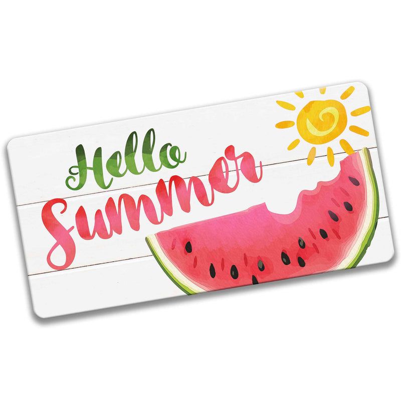 Hello Summer Watermelon Wreath 12x6 Sign