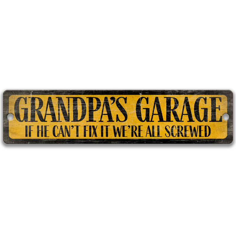 Grandpa's Garage Street Sign with Distressed Background