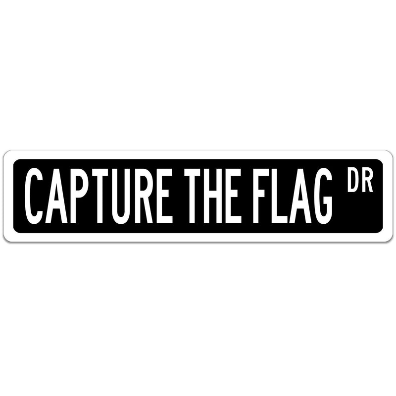 Capture The Flag Street Sign Black with white font