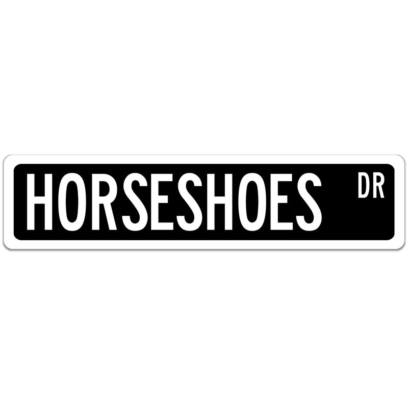 Horseshoes Street Sign Black with white font
