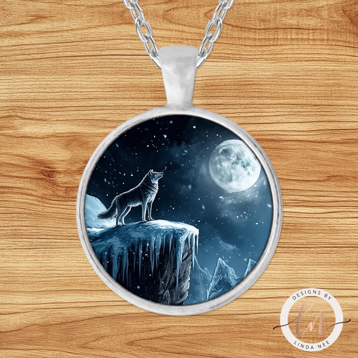 Lone Wolf Moonlight Pendant Necklace