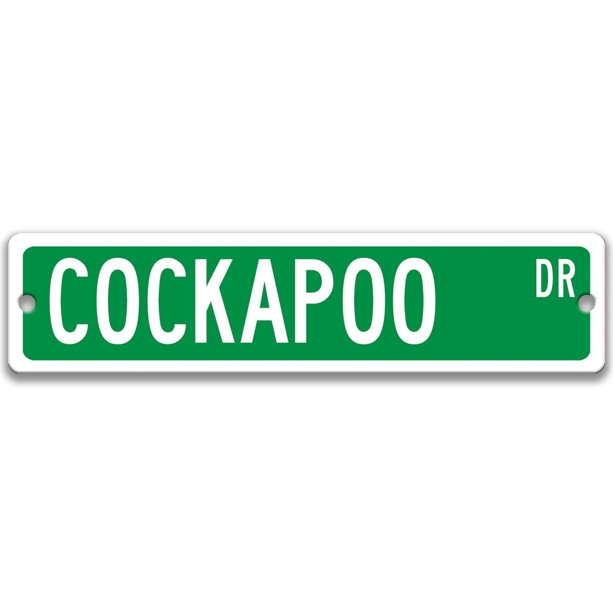 Red Cockapoo DR aluminum street sign with white lettering