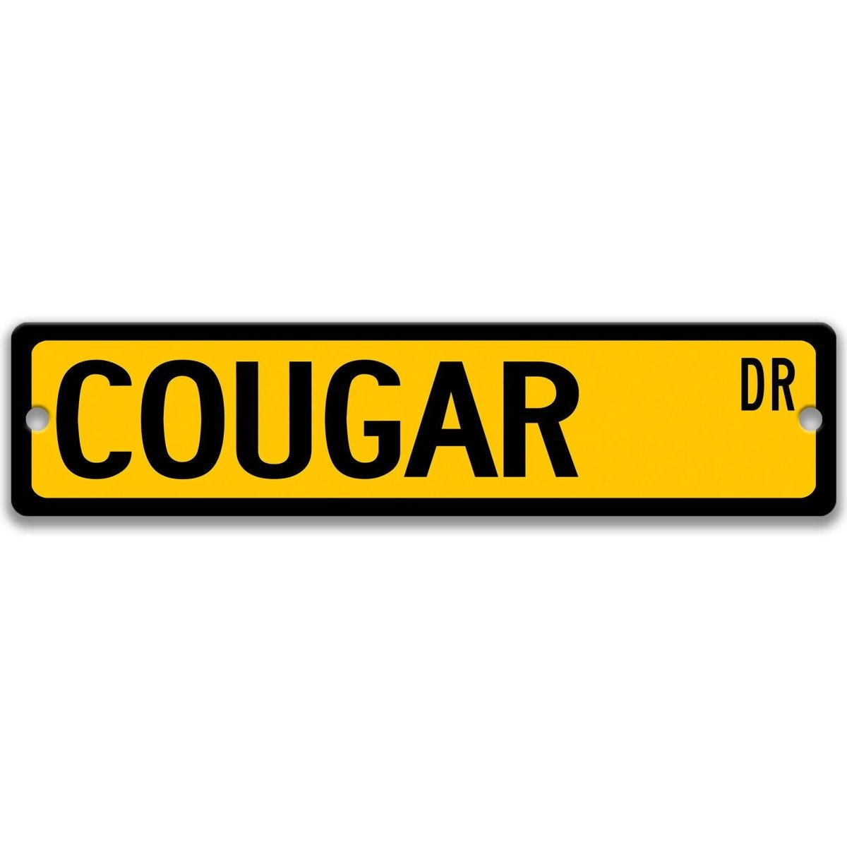 Cougar metal street sign in yellow background