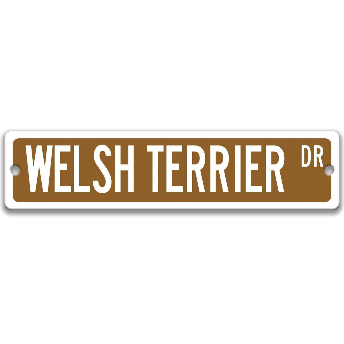 Gray Welsh Terrier DR aluminum street sign with black lettering