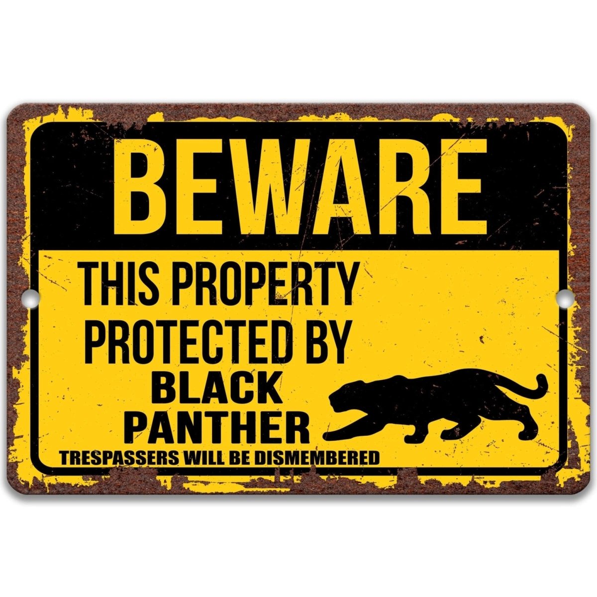 Protected by Black Panther Metal Sign