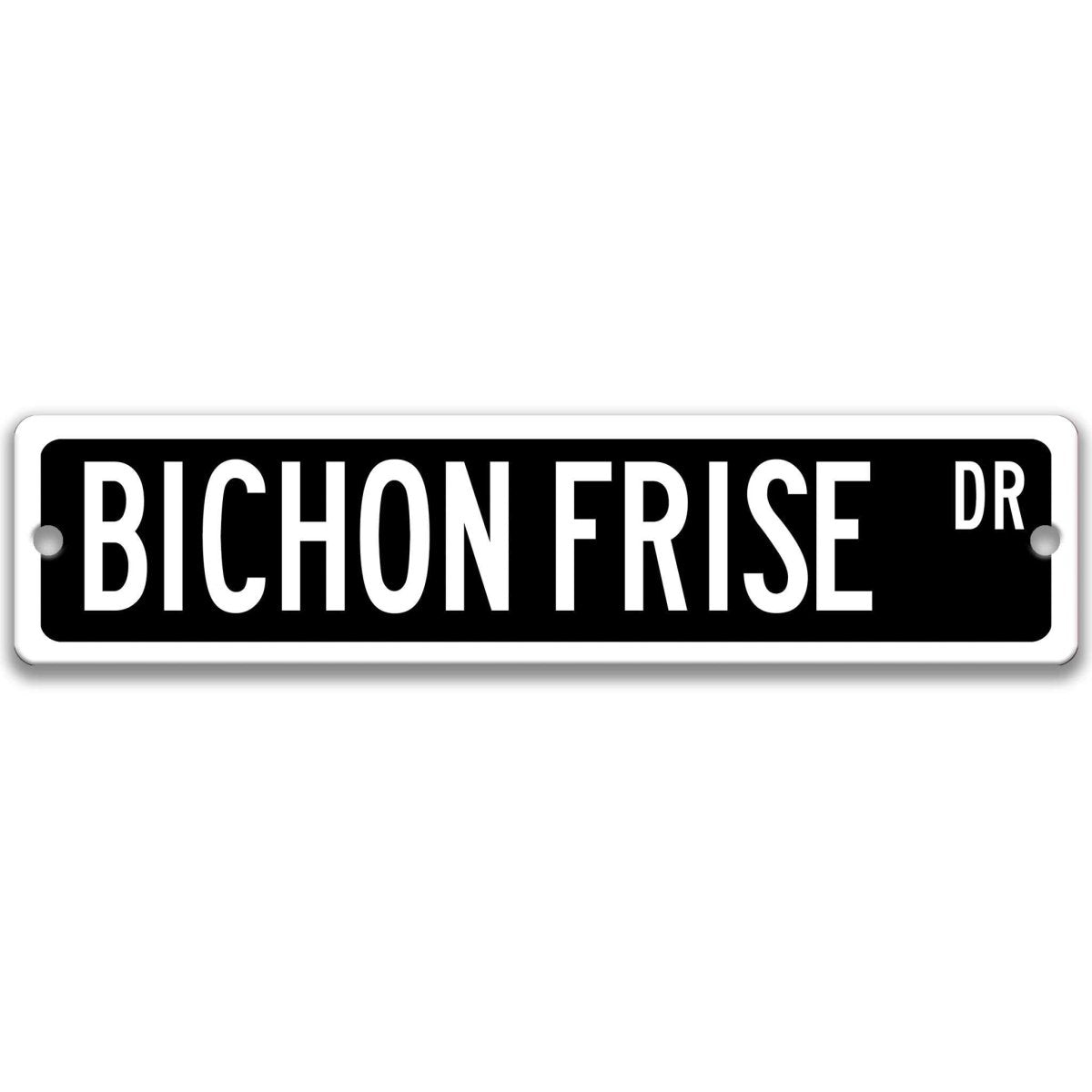 Blue Bichon Frise DR aluminum street sign with white lettering
