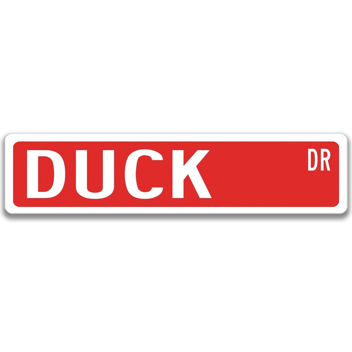 Duck metal street sign with black duck silhouette, customizable background color, heavy gauge aluminum