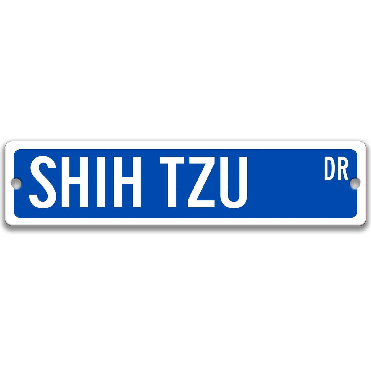 Black Shih Tzu DR aluminum street sign with white lettering