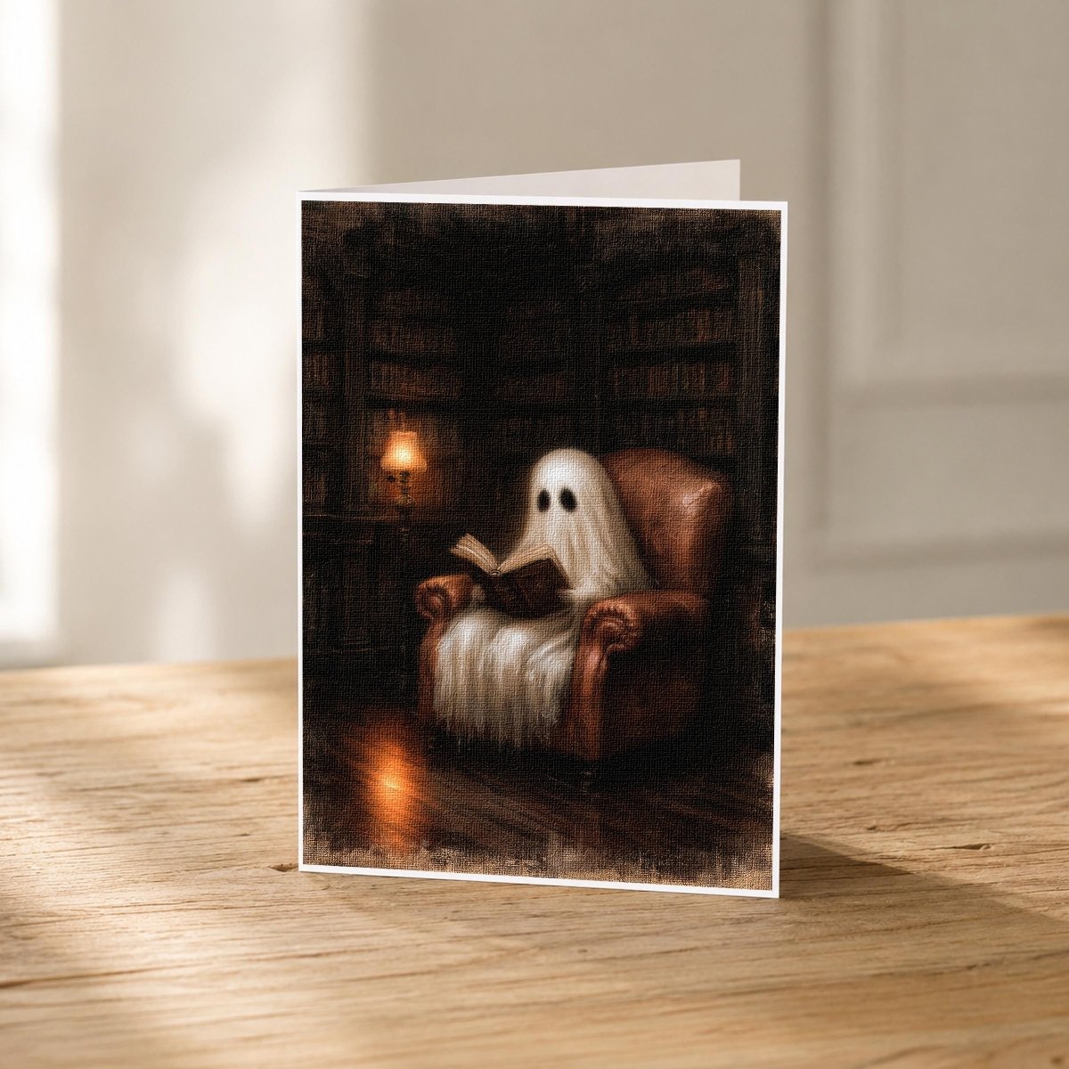 Haunted library ghost 5x7 Halloween note card front
