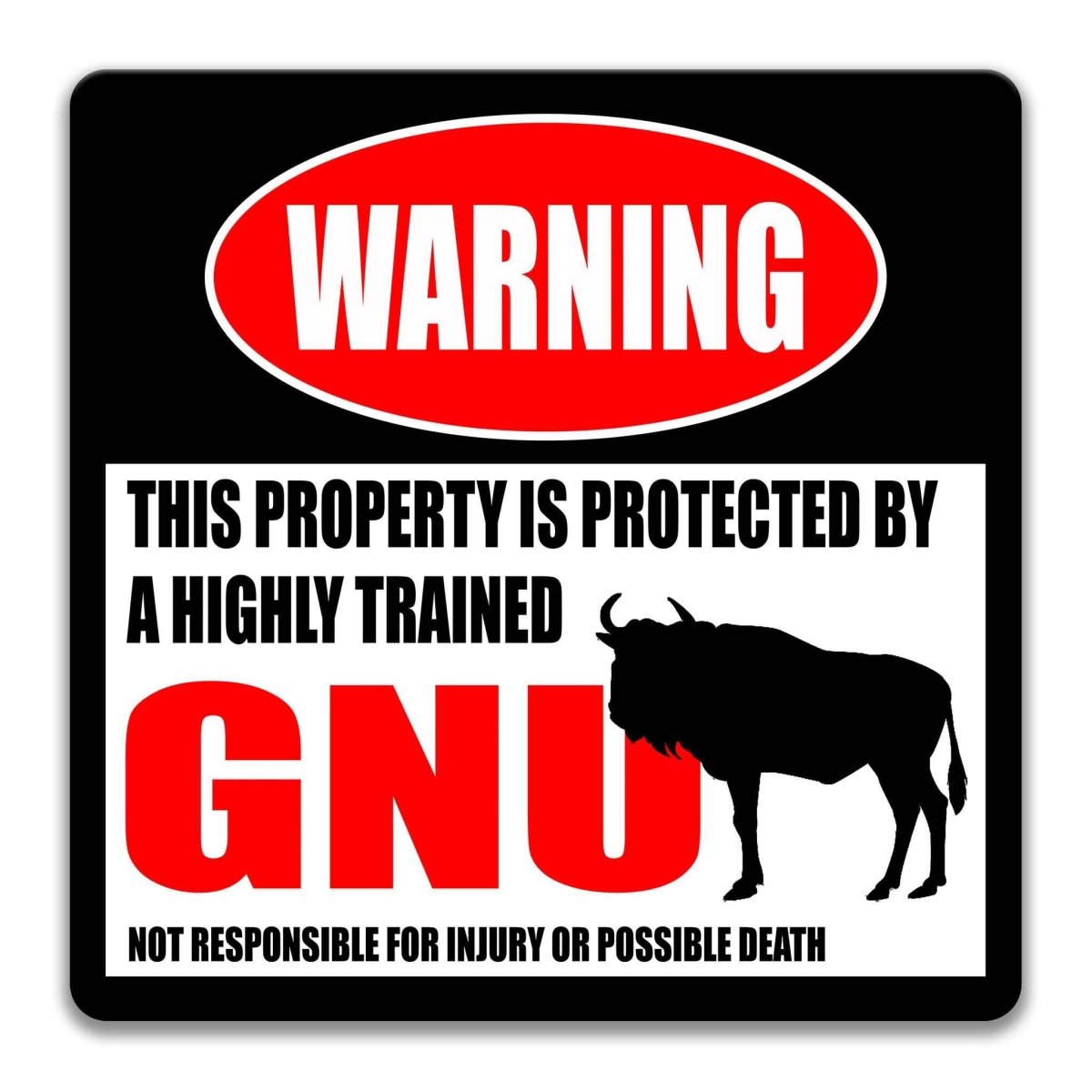 Gnu Safari Animal Warning Sign