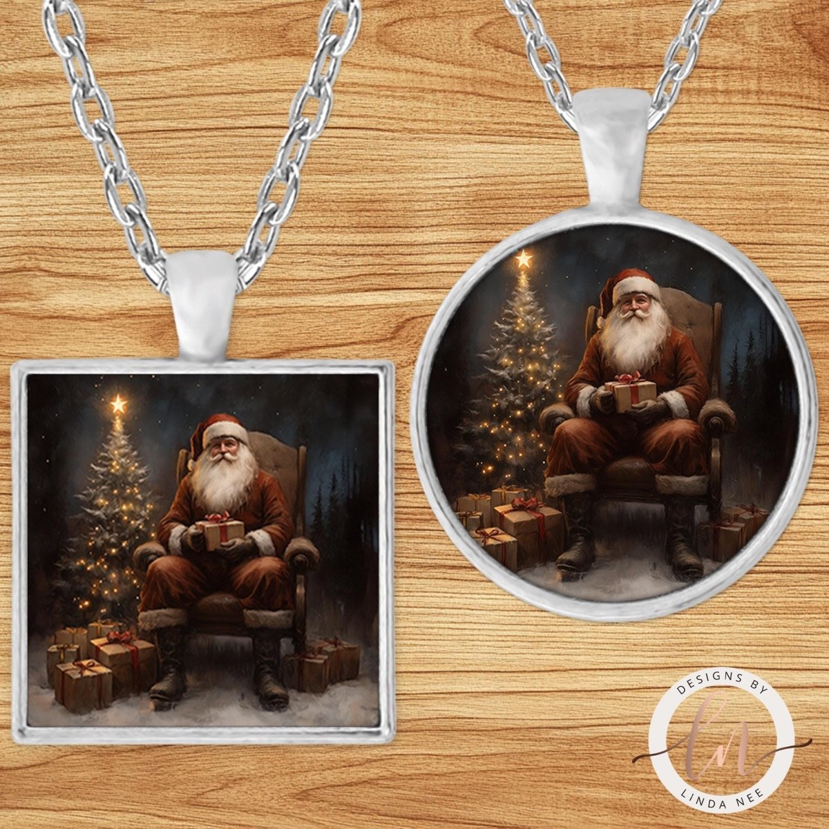 Christmas Eve Santa Pendant Necklace