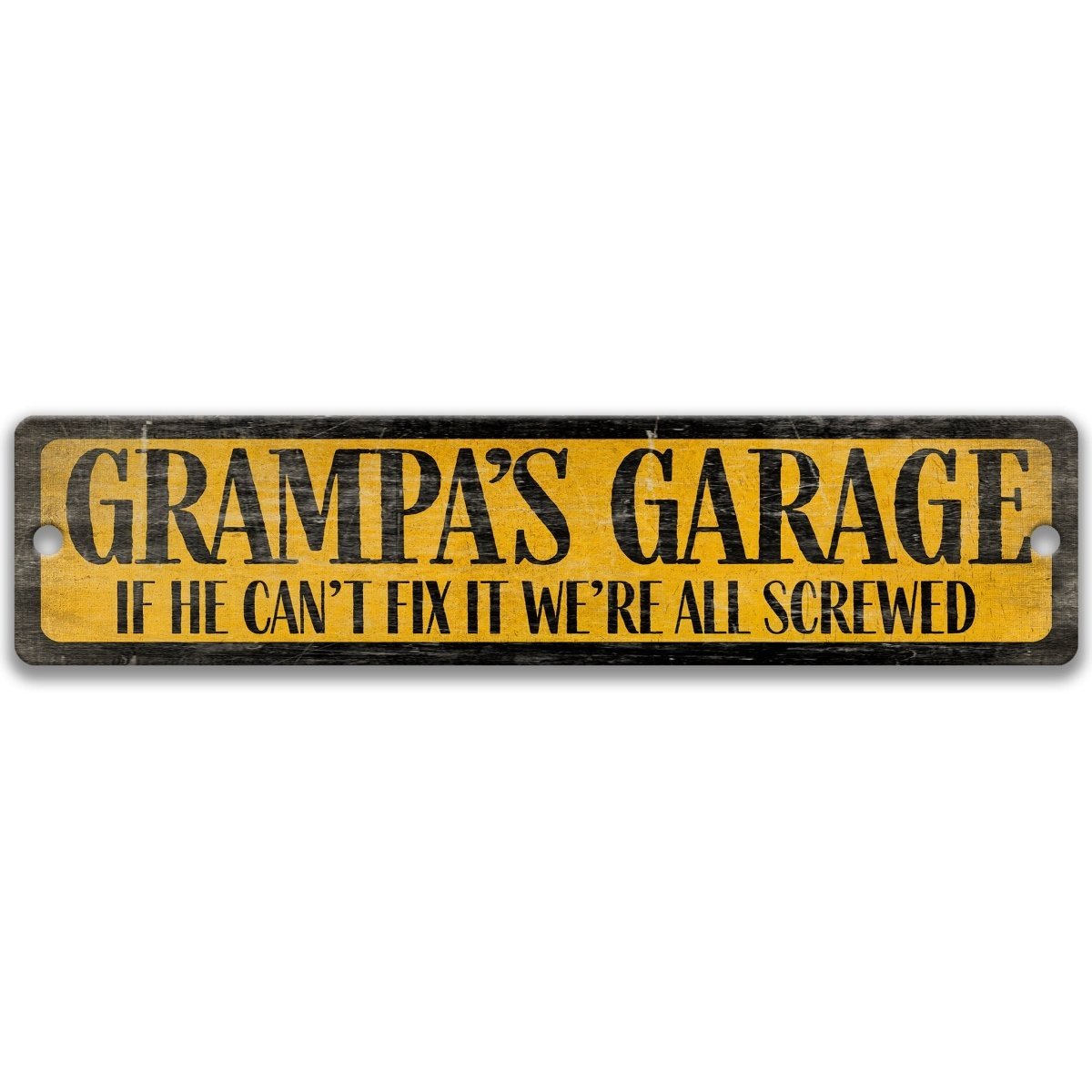 The image is a sign that reads "GRAMPAS' GARAGE" in bold black letters.