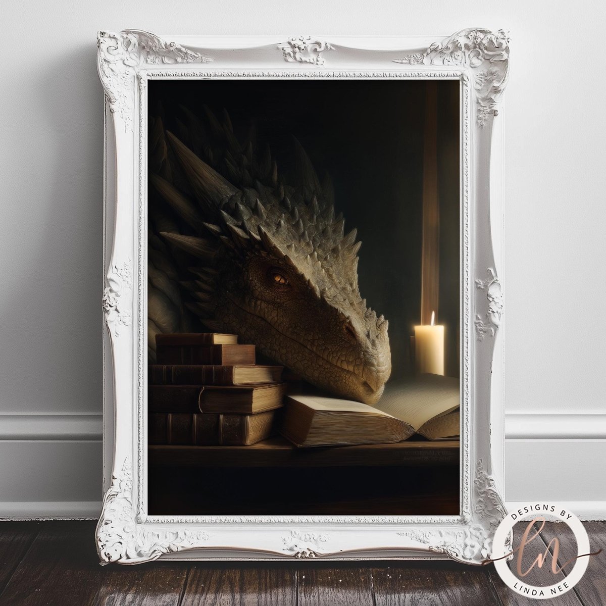 Dark Academia Scholar Dragon Art Print