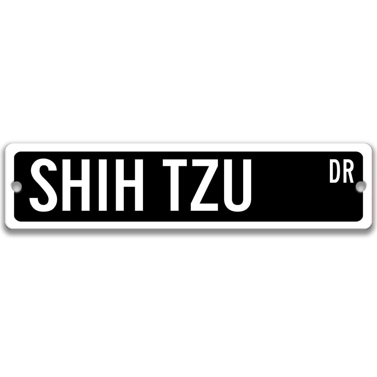 Gray Shih Tzu DR aluminum street sign with black lettering
