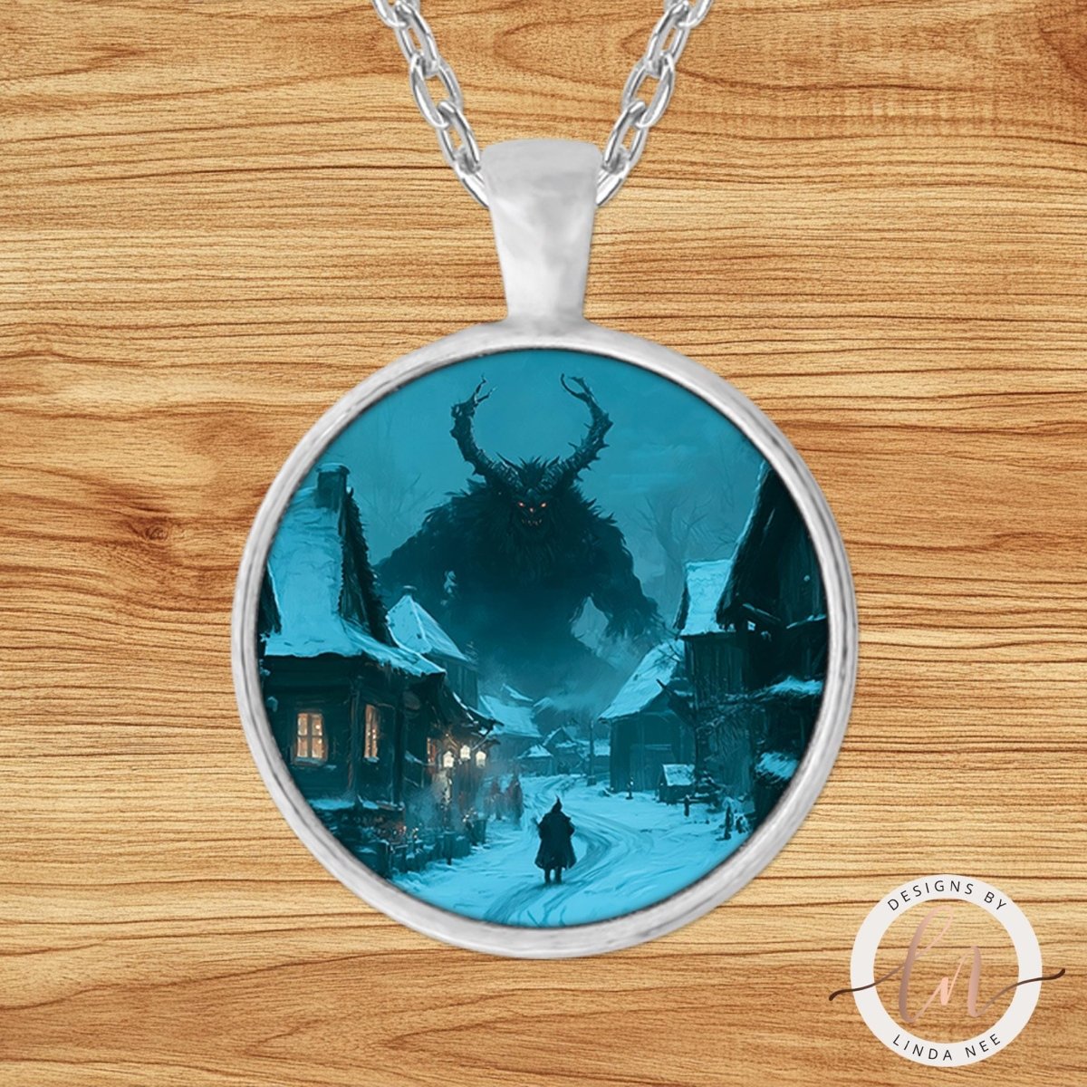 Krampusnacht Village Pendant Necklace