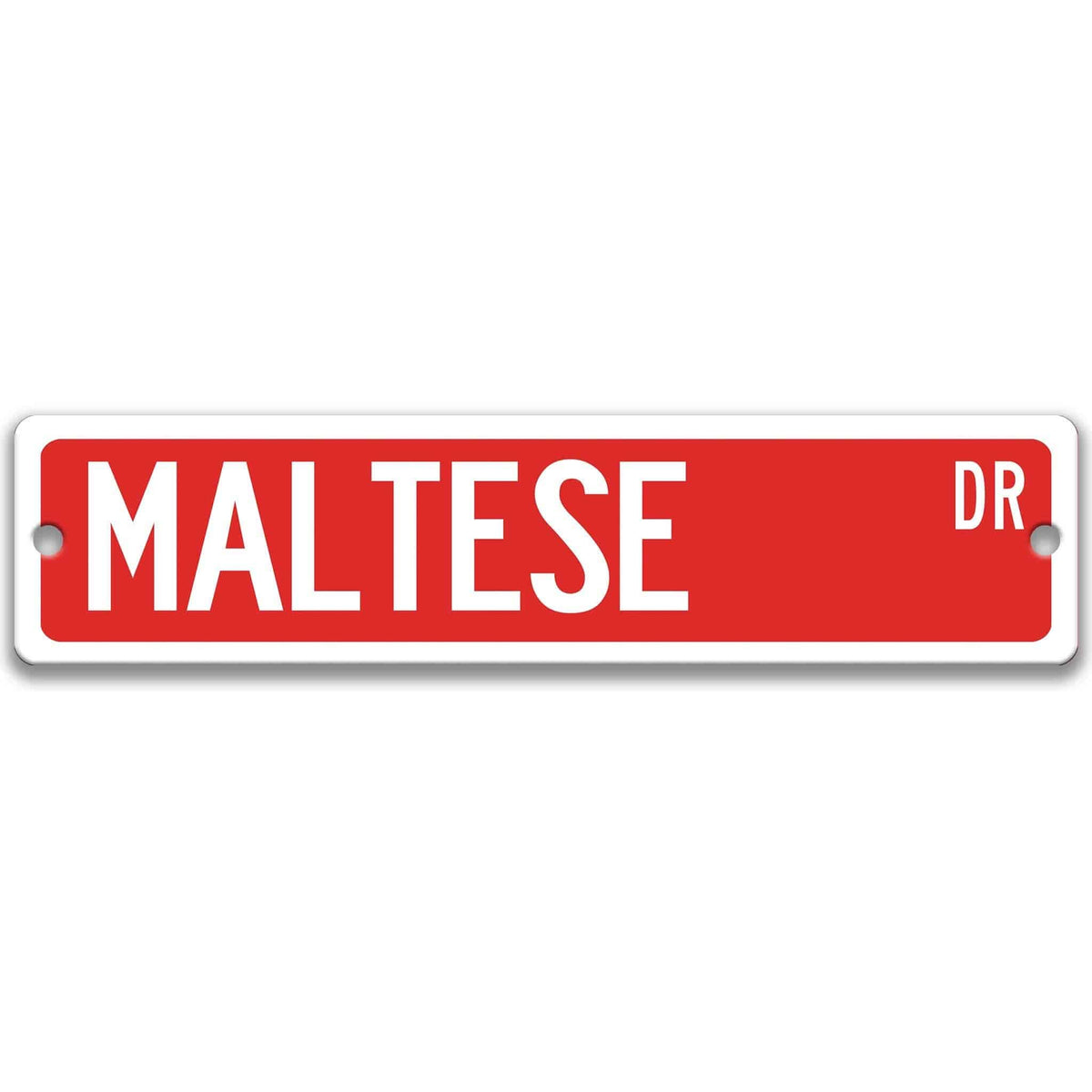 Blue Maltese Dog DR aluminum street sign with white lettering