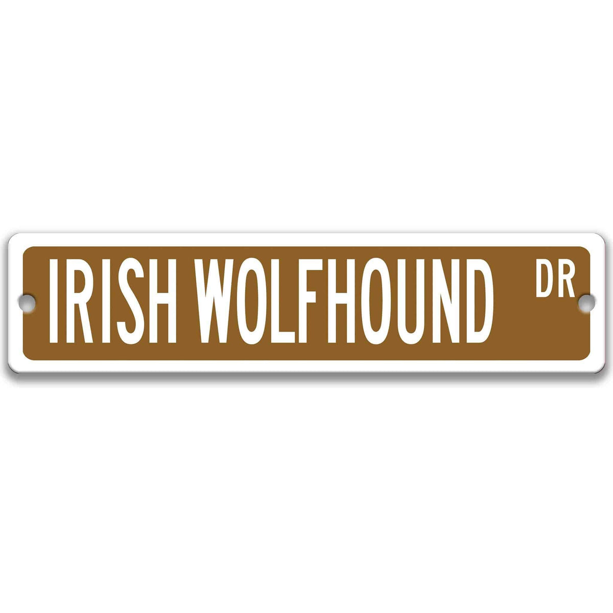 Red Irish Wolfhound DR aluminum street sign with white lettering