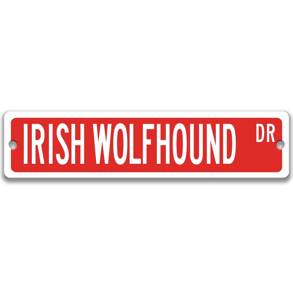 Blue Irish Wolfhound DR aluminum street sign with white lettering