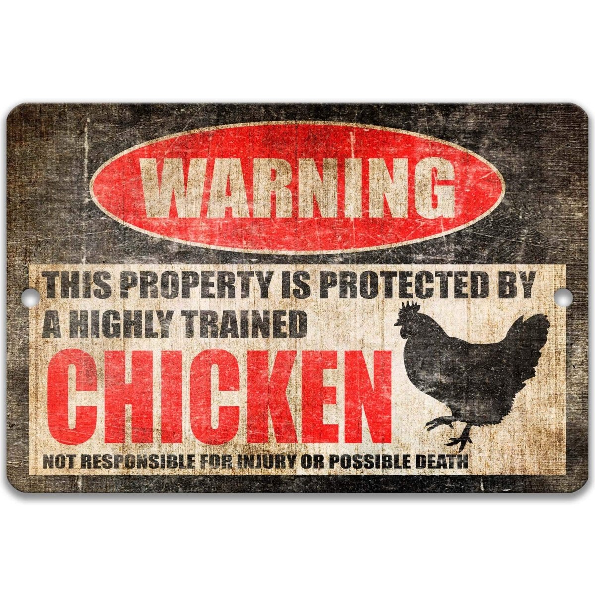 Funny Chicken Warning Metal Sign
