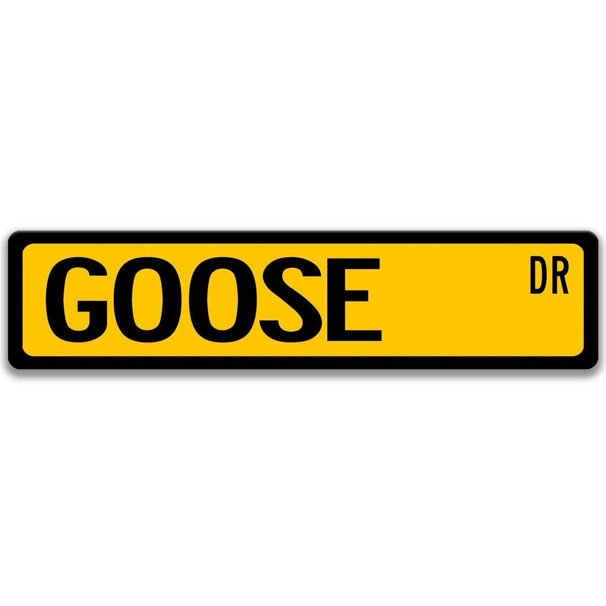 Goose metal street sign with black goose silhouette, customizable background color, heavy gauge aluminum