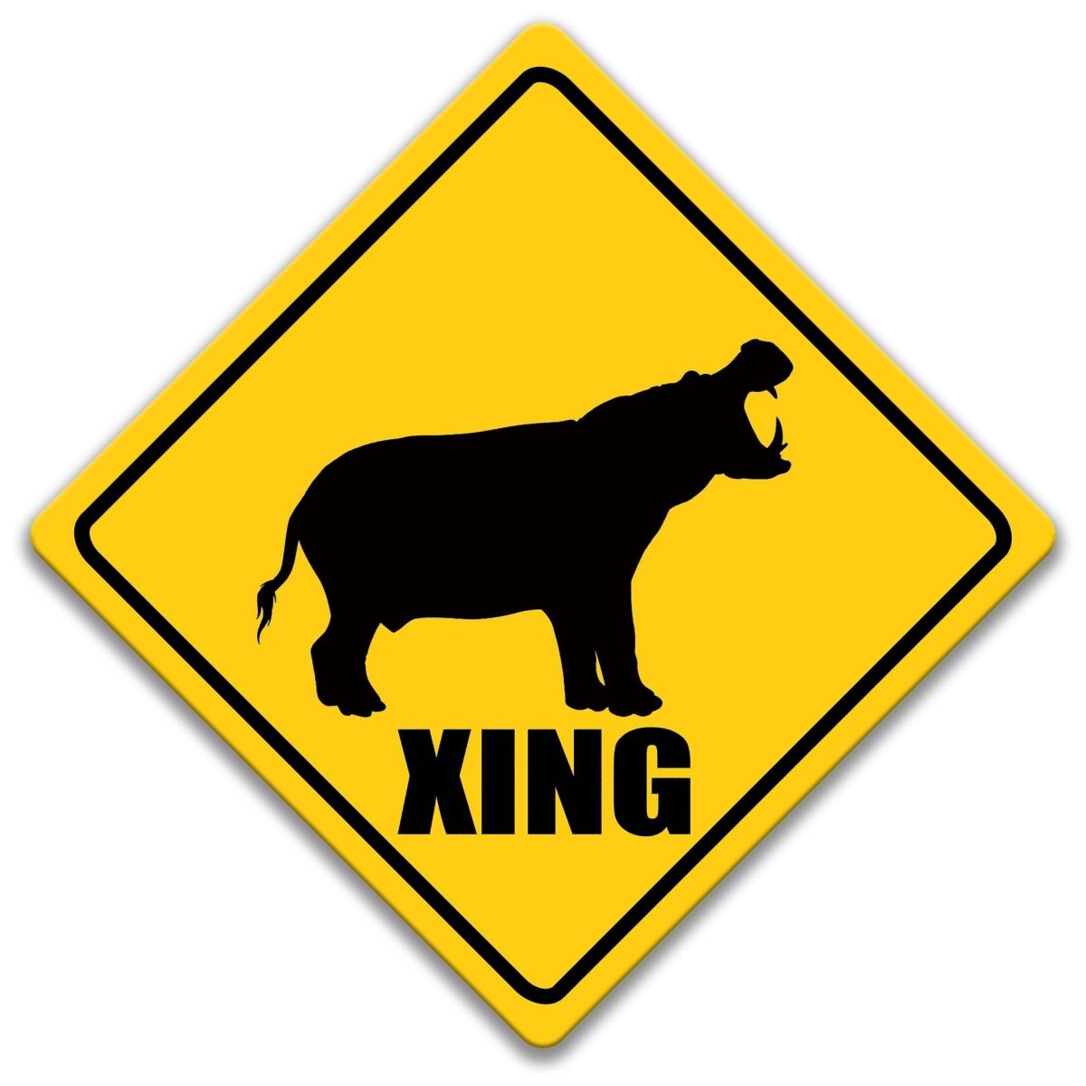 Hippopotamus XING Caution Sign