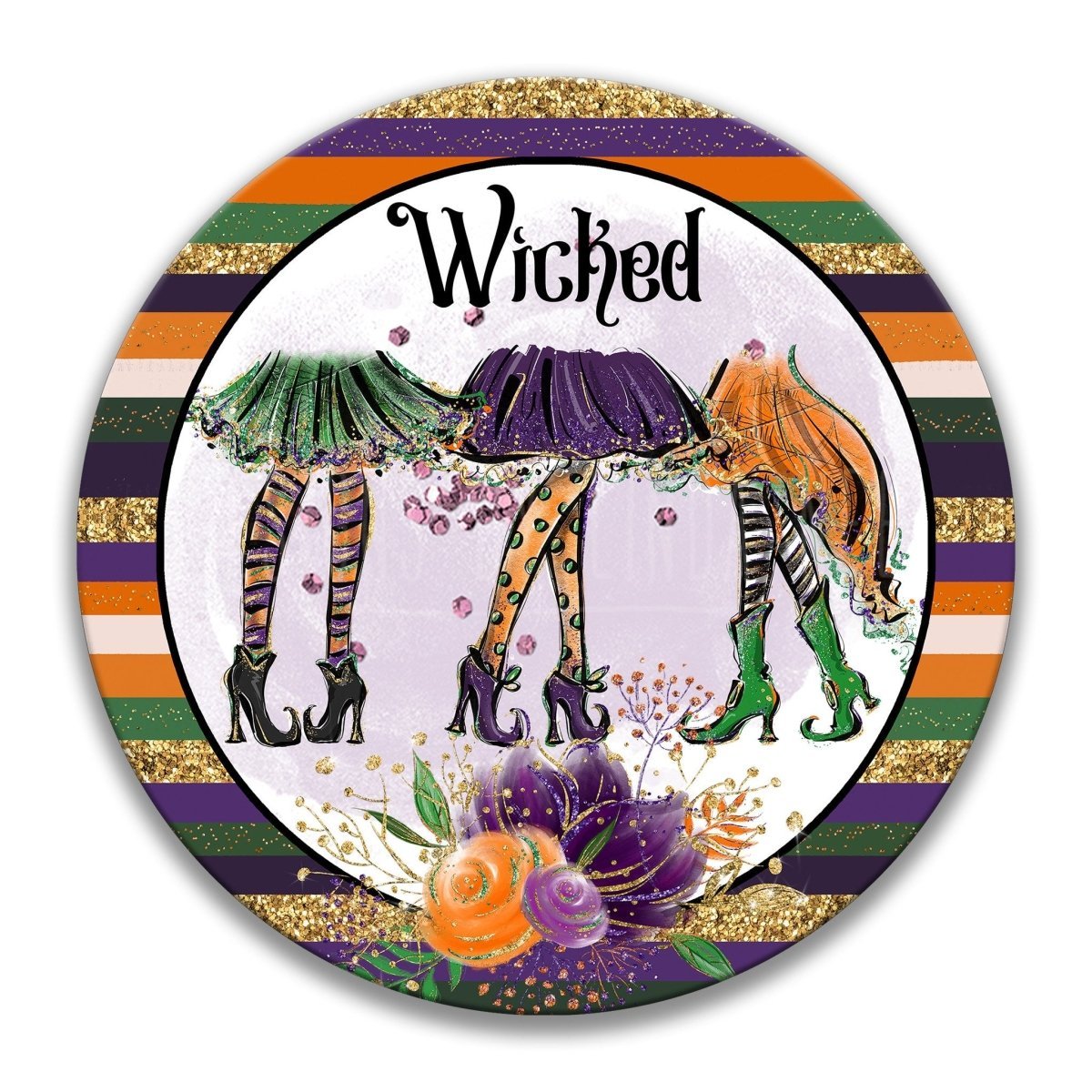 Wicked Witch Halloween Wreath Metal Sign