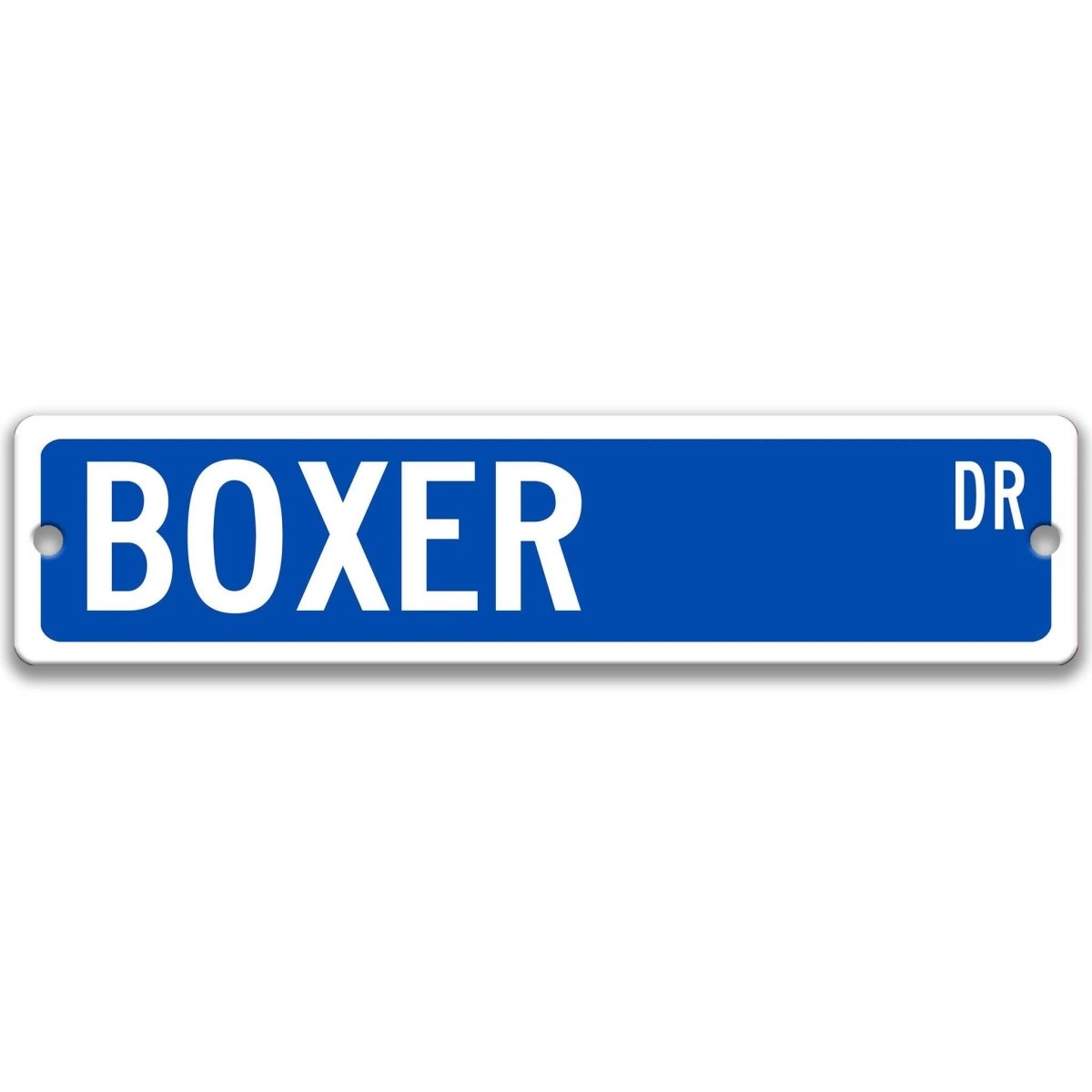 Yellow Boxer Dog DR aluminum street sign with black lettering