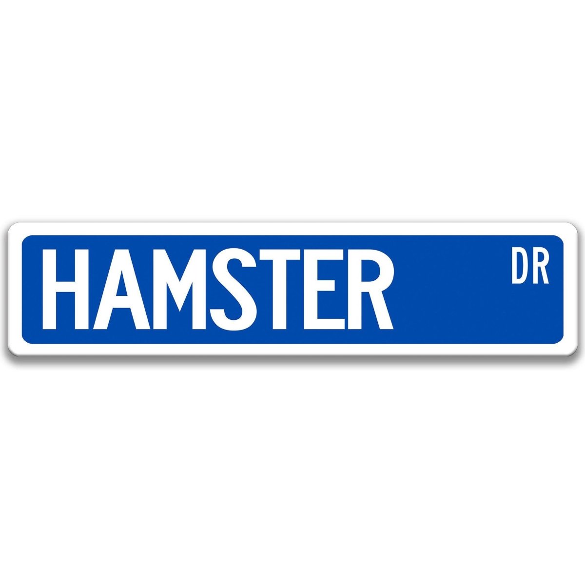 Hamster Street Name metal sign with blue background