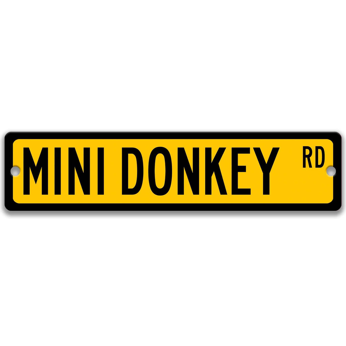 Miniature donkey metal street sign with black donkey silhouette, customizable background color, heavy gauge aluminum