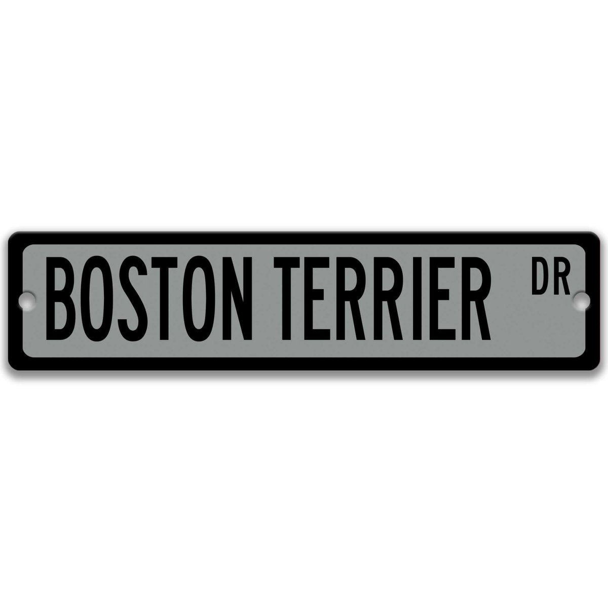 Brown Boston Terrier DR aluminum street sign with white lettering